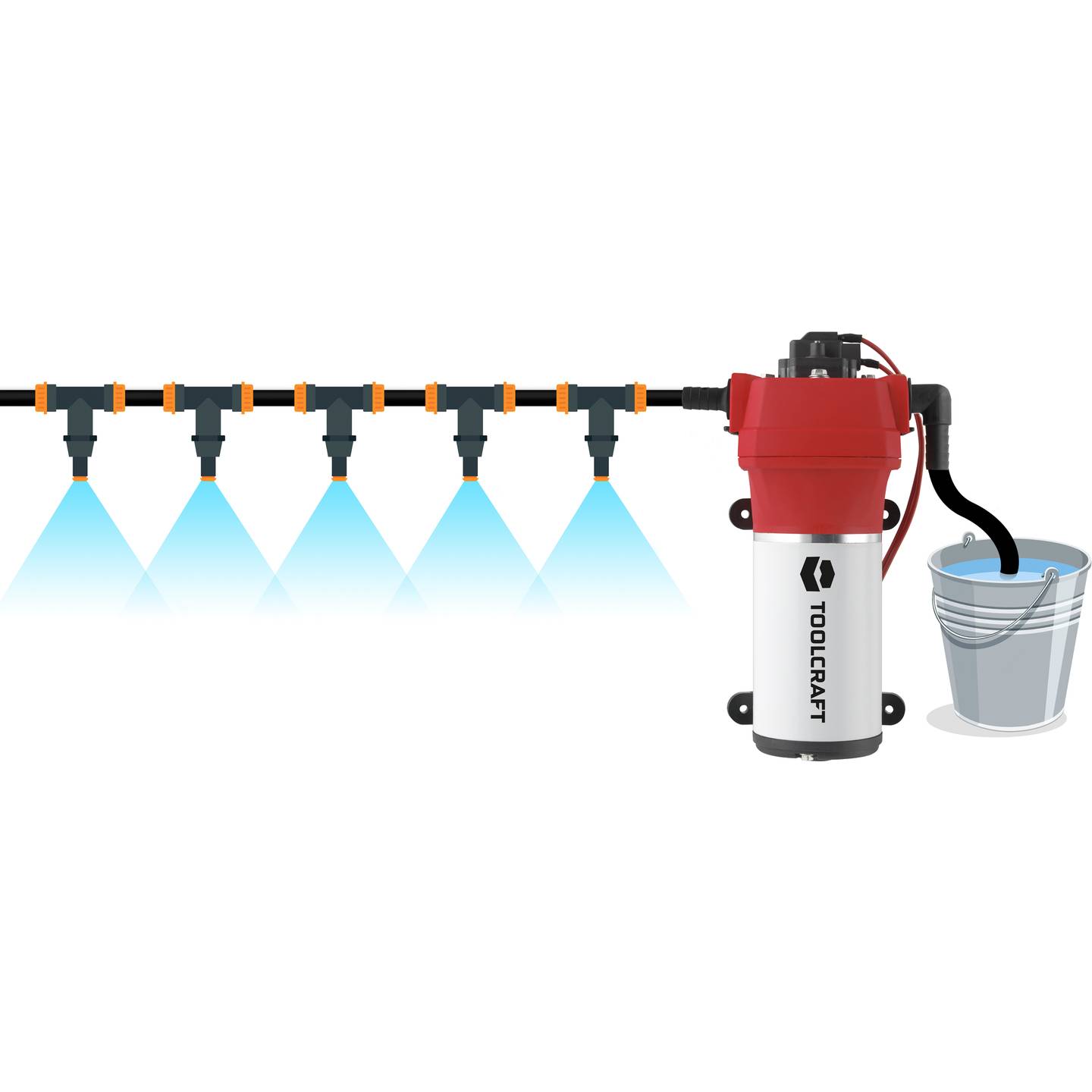 Toolcraft Niedervolt-Druckwasserpumpe 1020l/h 12V Pumpe Wasserförderung 2.3bar - 4064161187310
