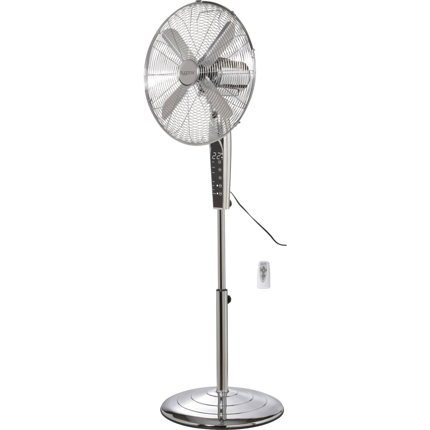 Sygonix Standventilator Ventilator höhenverstellbar Oszillierend 50W Chrom - 4064161489445