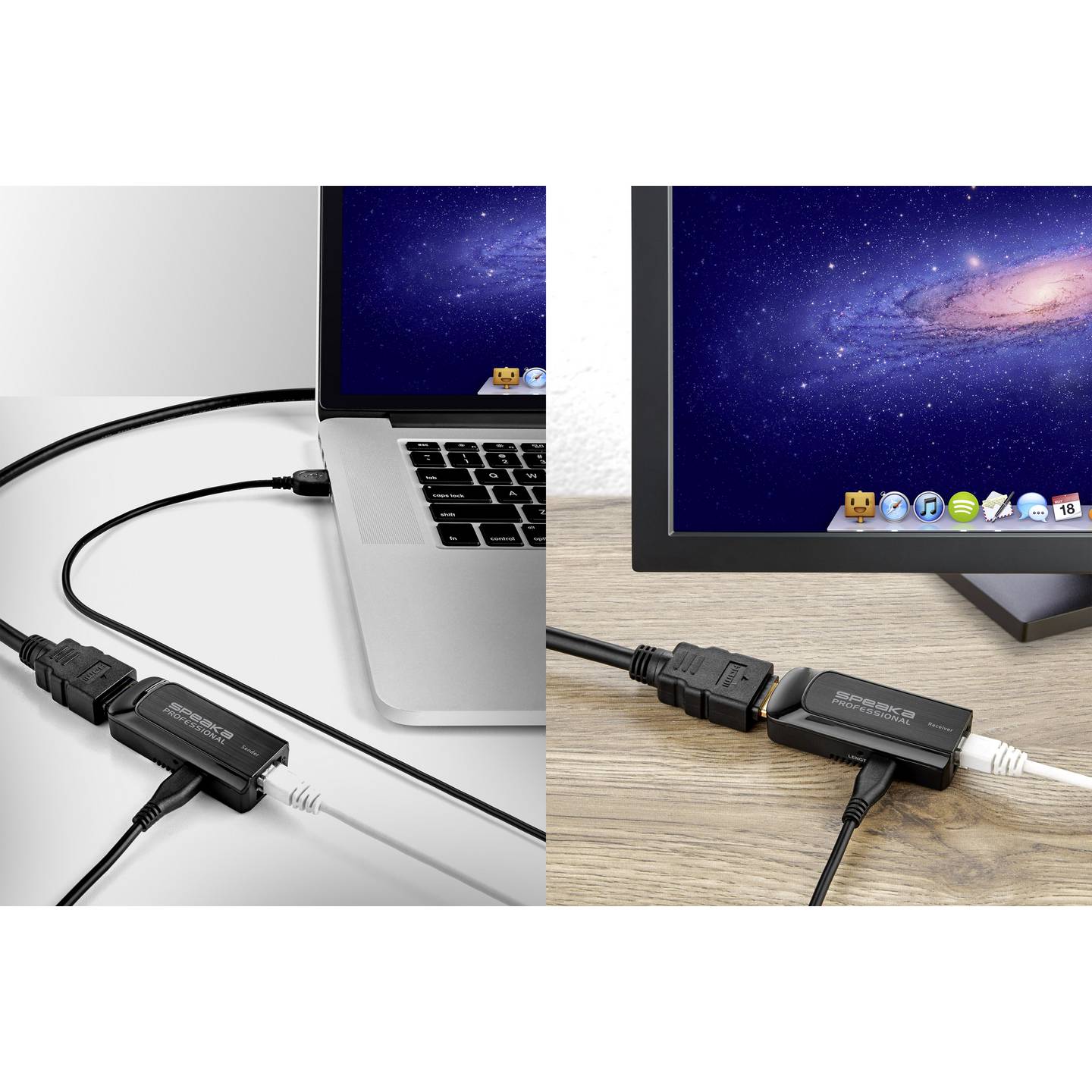 SpeaKa Professional HDMI Extender über Netzwerkkabel RJ45 50m schwarz - 4053199547432