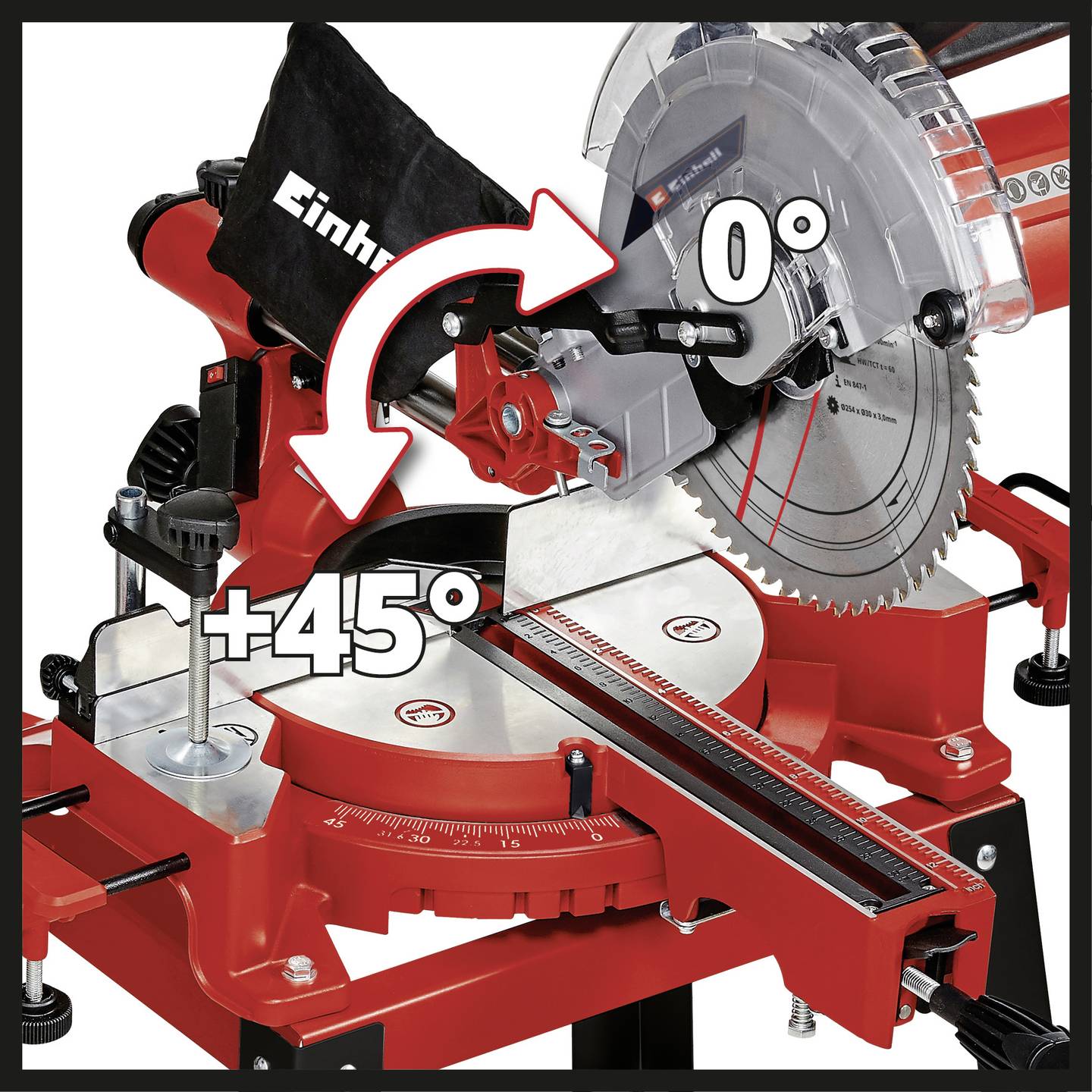 Einhell Zug-Kapp-Gehrungssäge TC-SM 2531/2 U Säge mit Auflagen für lange - 4006825645637