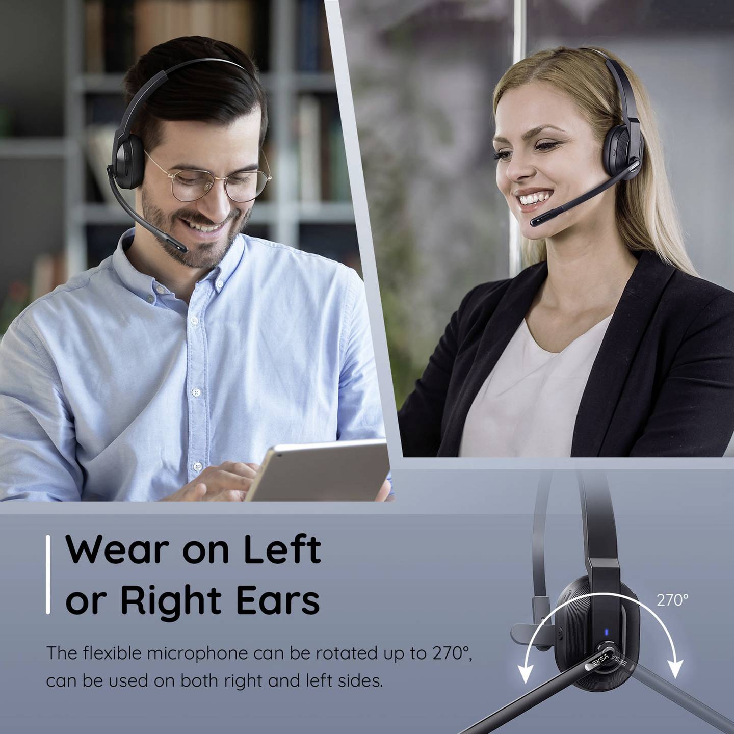 EKSA On Ear Headset Bluetooth Schwarz Noise Cancelling Mikrofon - 4064161258706