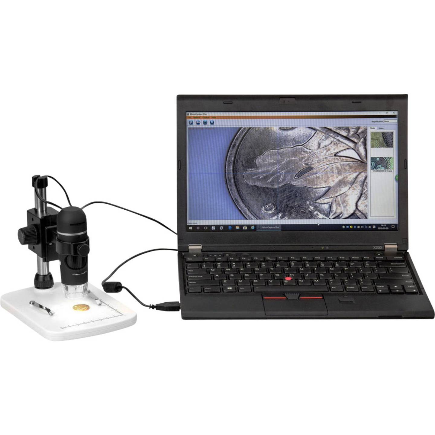 Toolcraft USB Mikroskop DigiMicro Profi 5 Megapixel 150x Vergrößerung mit LEDs - 4053199557134