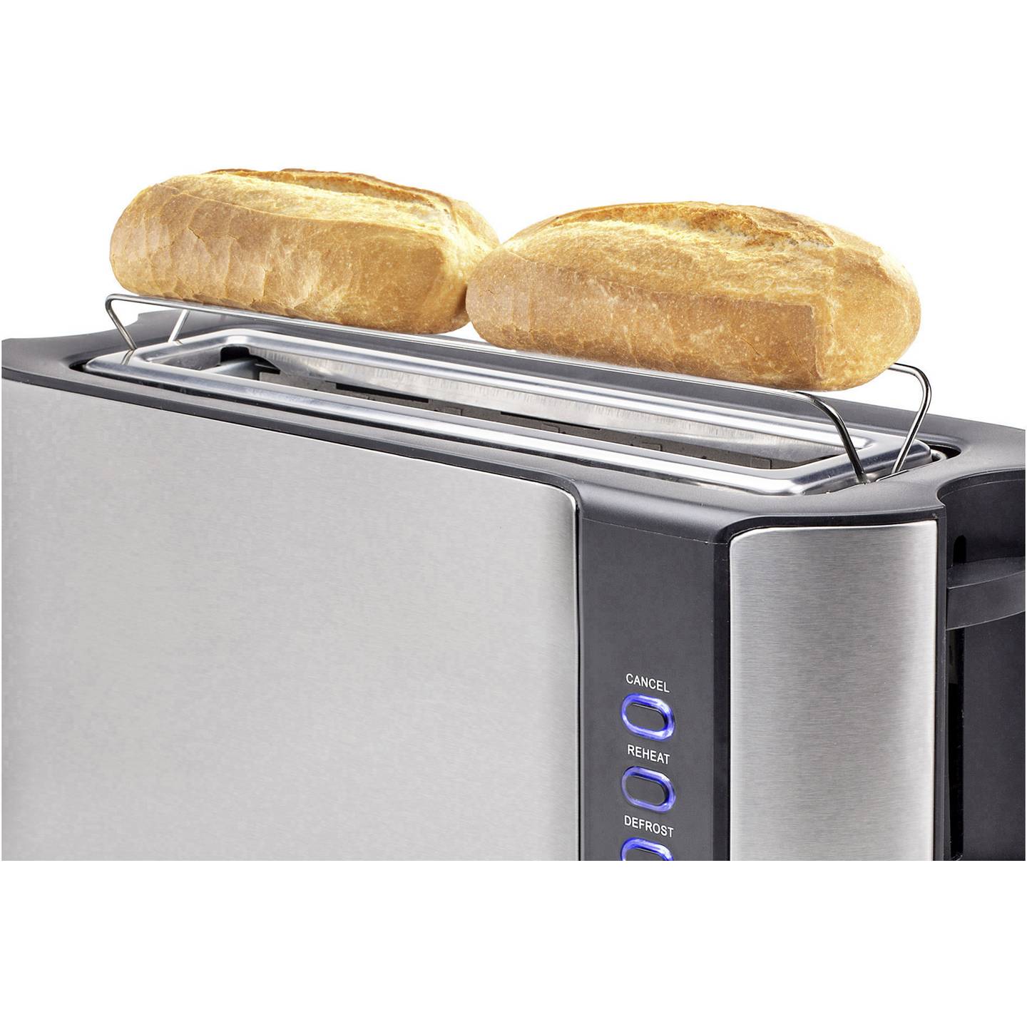 Princess Langschlitztoaster Edelstahl mit Brötchenaufsatz 1000W Schwarz 37,8cm - 8712836329522