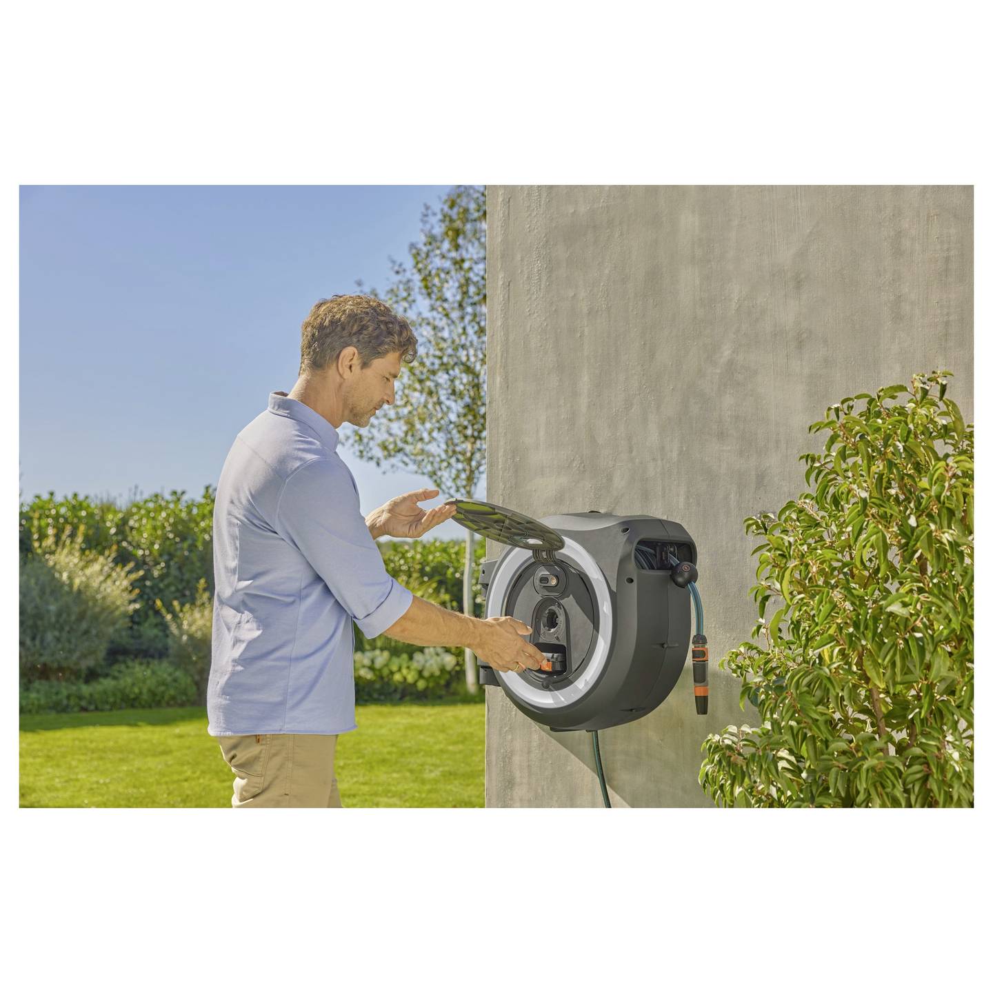 GARDENA Akku-Wand-Schlauchbox PowerRoll XXL 40m Grau-Weiß Gartenbewässerung 1 - 4066407002456