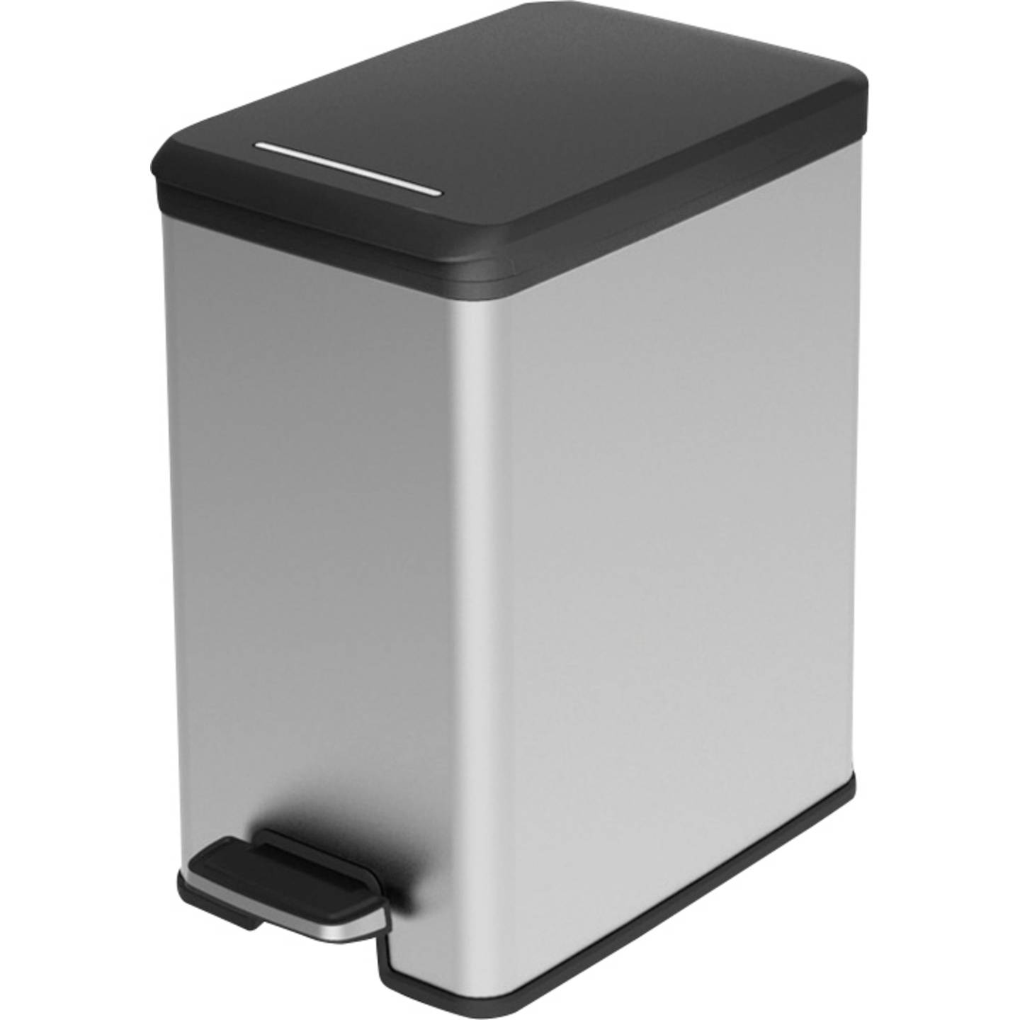 Curver Mülleimer Abfalleimer 25l Silber Schwarz Pedal Mülleimer 250x450x420mm - 3253922339001