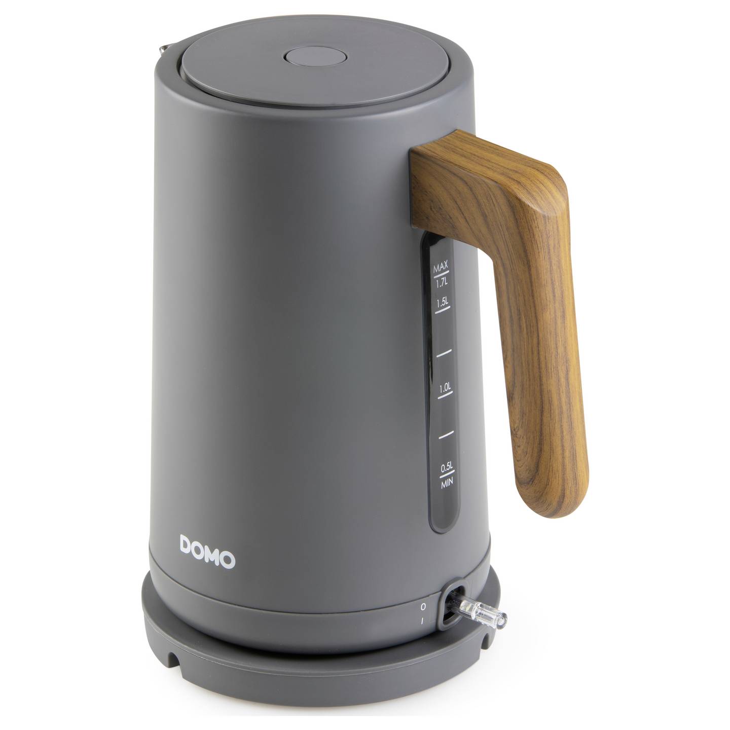 DOMO Wasserkocher Teekocher 1,7l 2200W Kocher mit Sichtfenster grau Holzoptik - 5411397164995