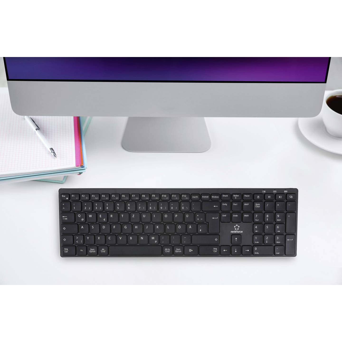 Renkforce RF-ARKB-400 Tastatur Keyboard Multi-Geräte wiederaufladbar kabellos - 4064161397092
