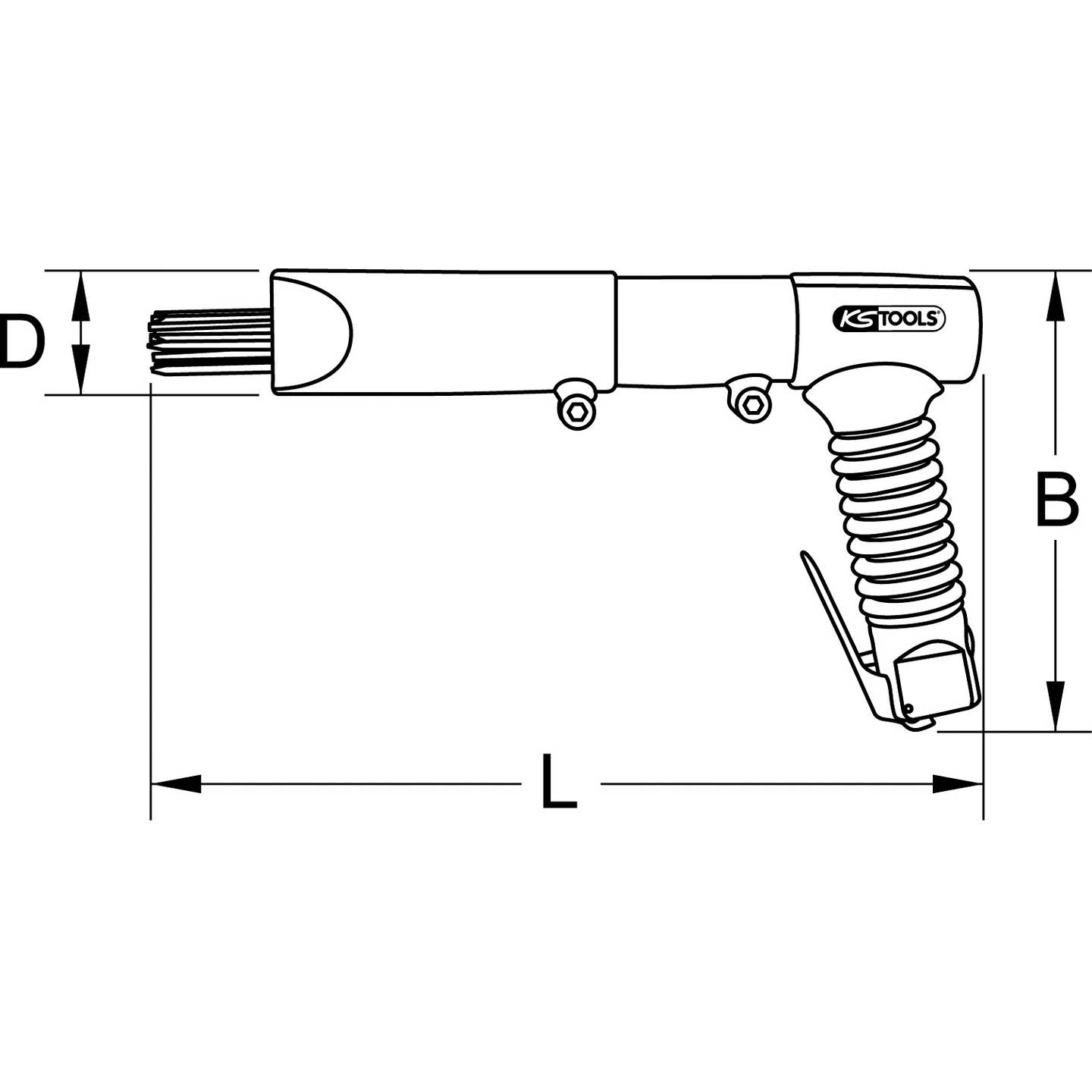 KS Tools Druckluft-Nadelentroster 1/4" 19 Nadeln Handwerkzeug 330mm 2600g - 4042146257630
