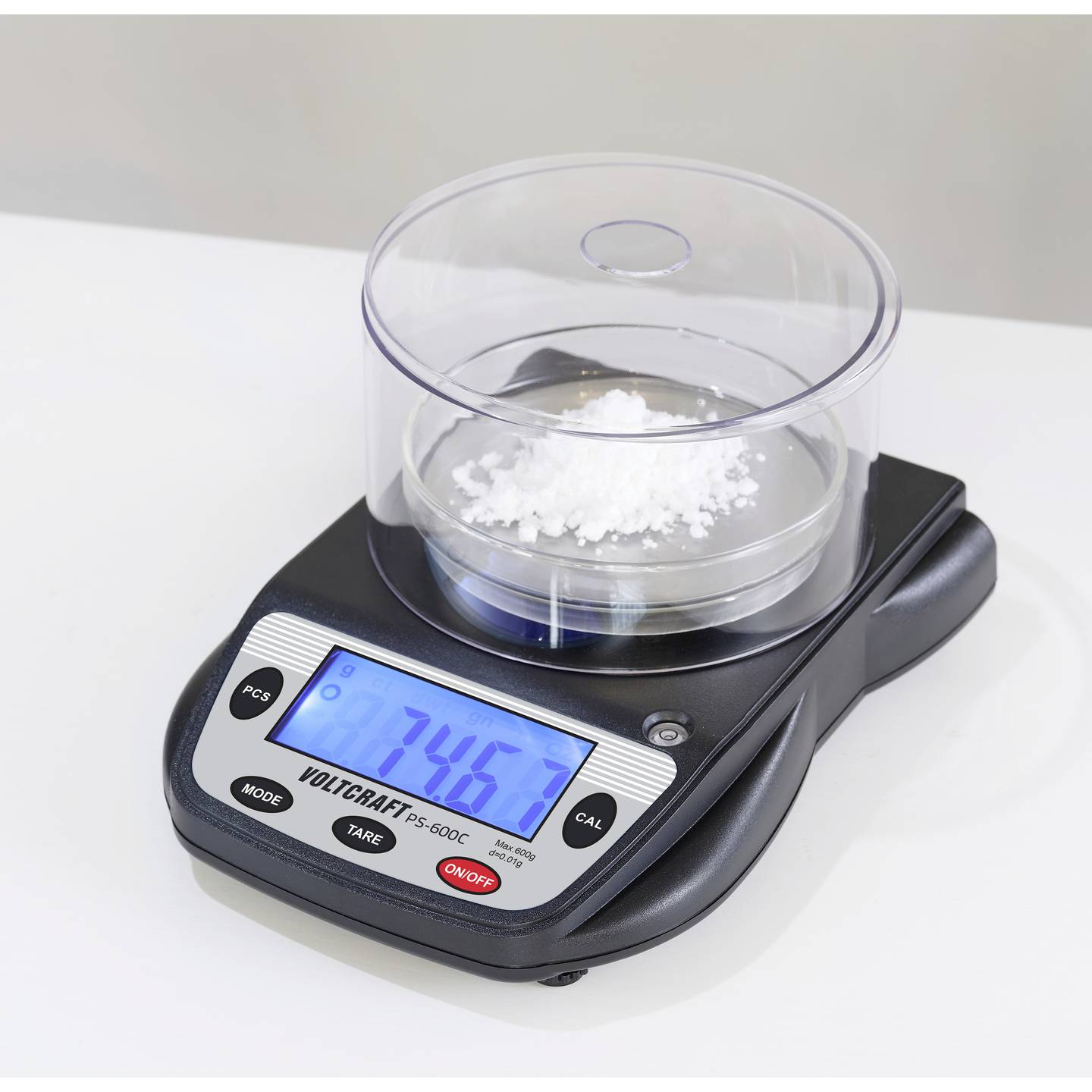 VOLTCRAFT PS-600C Präzisionswaage 600g Edelstahl digital Stückzählung schwarz - 4064161293509