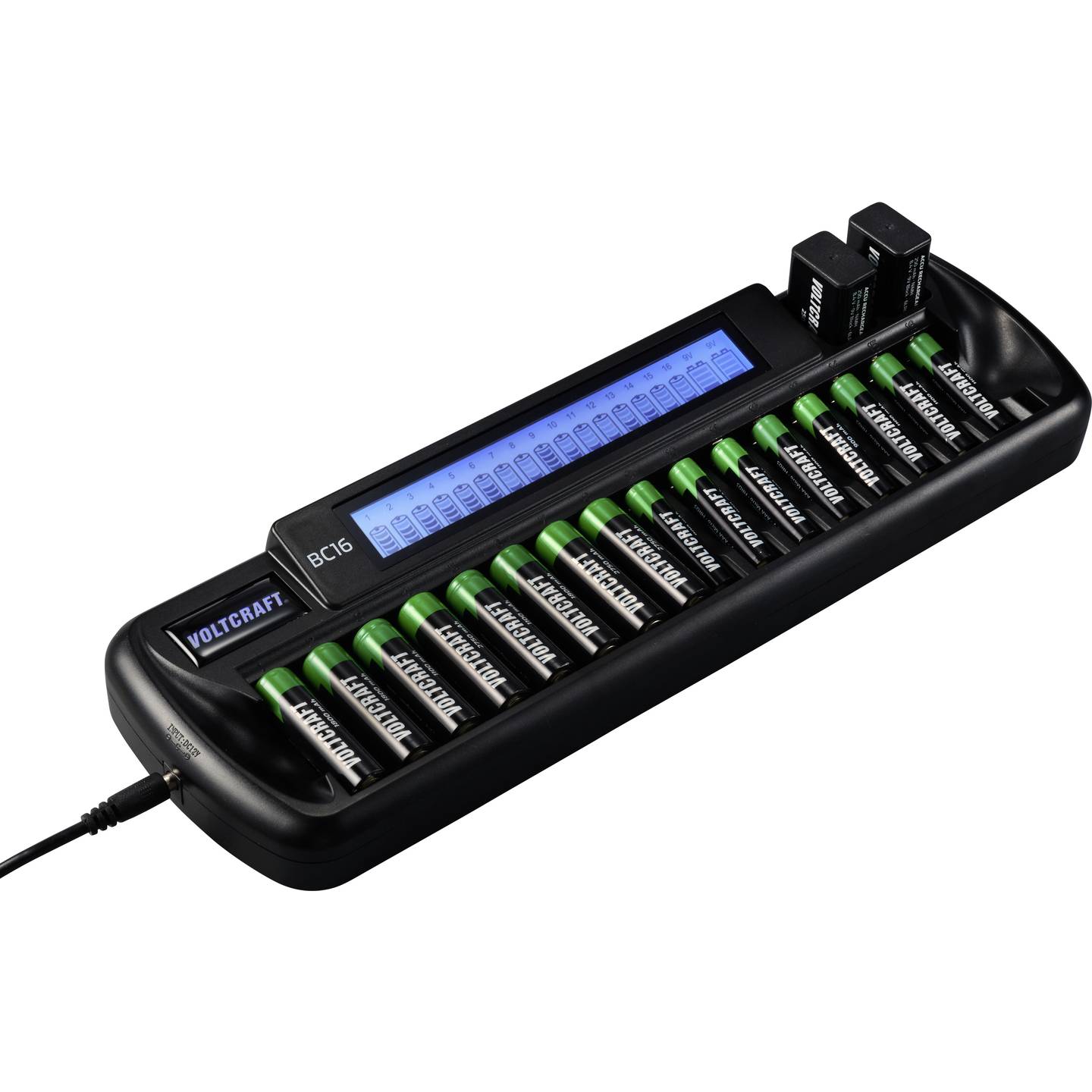 VOLTCRAFT BC16 Rundzellen-Ladegerät NiMH LiIon AA AAA 9V Block - 4053199972302