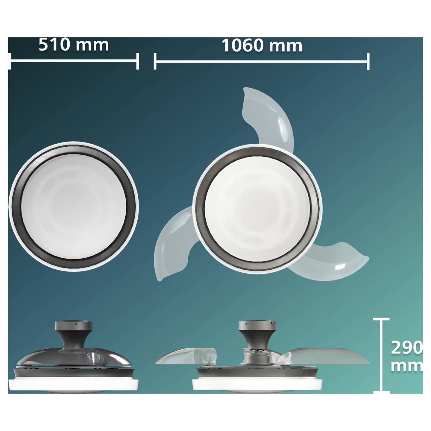 Philips LED Deckenventilator 28W Fernbedienung Dimmbar schwarz 170m³/h 3 Flügel - 8721103096043