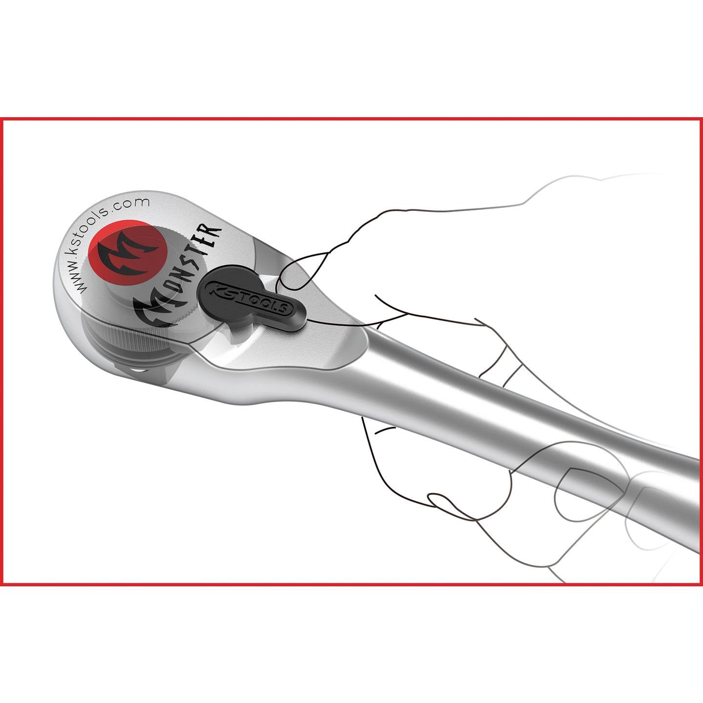 KS Tools Umschaltknarre 1/2" Ratsche 100 Zähne 950Nm Chrom-Vanadium Stahl 425mm - 4042146865477