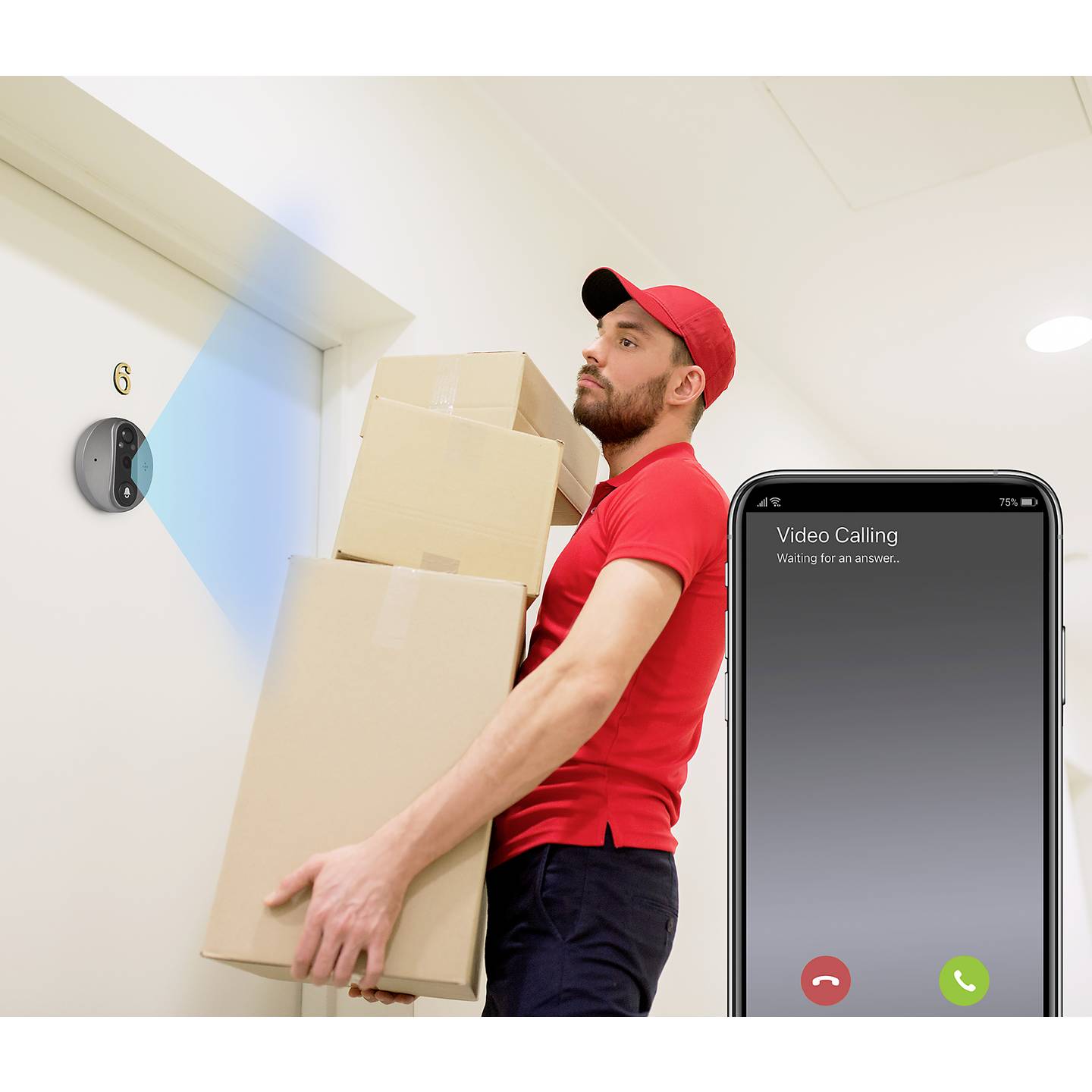 Sygonix IP-Video-Türsprechanlage WLAN Kamera Spionkamera Grau 4,3 Zoll Display - 4064161207339