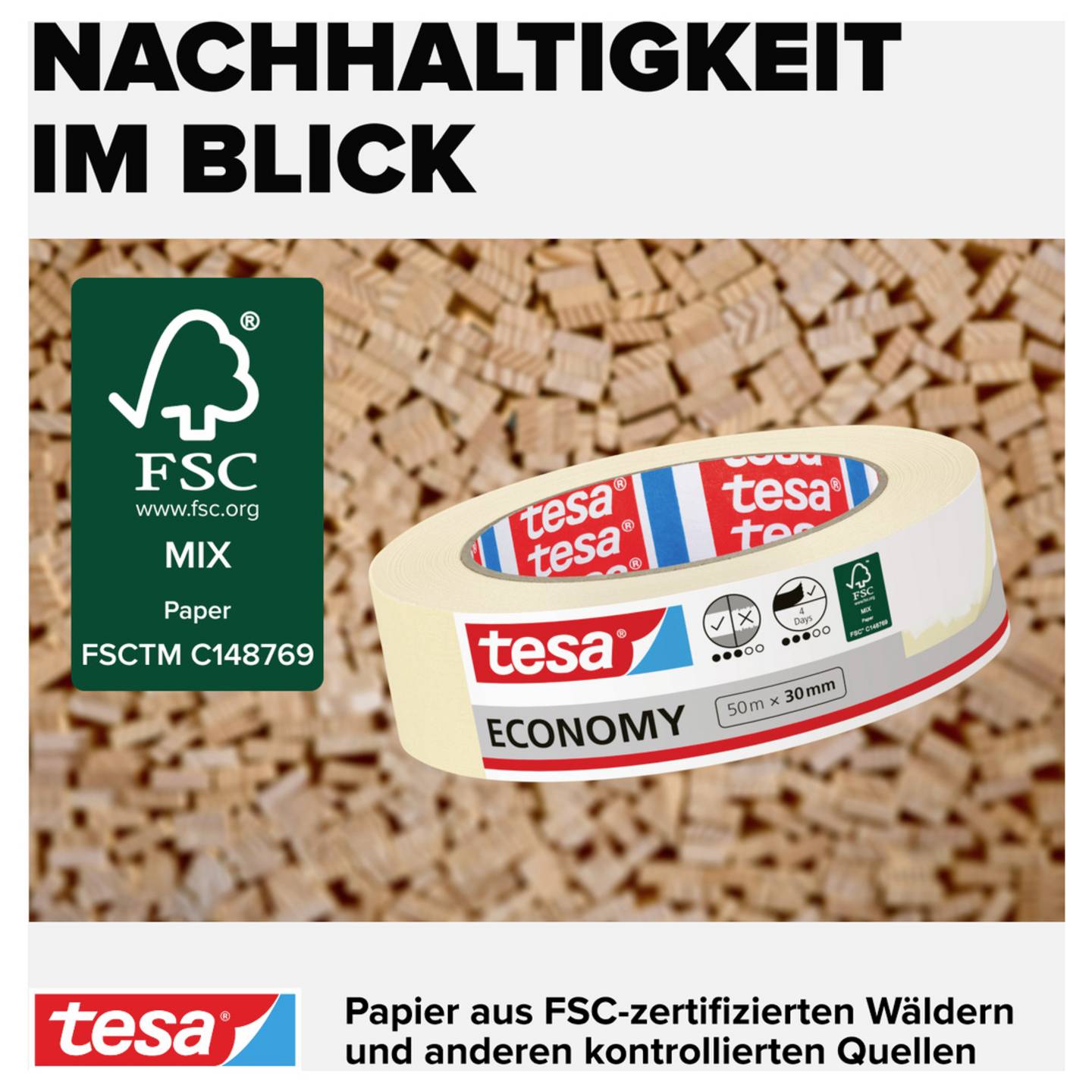 tesa Economy Multipack 50m x 30mm Klebeband Abdeckband Malerkrepp Tape 5 Stück - 4042448402998