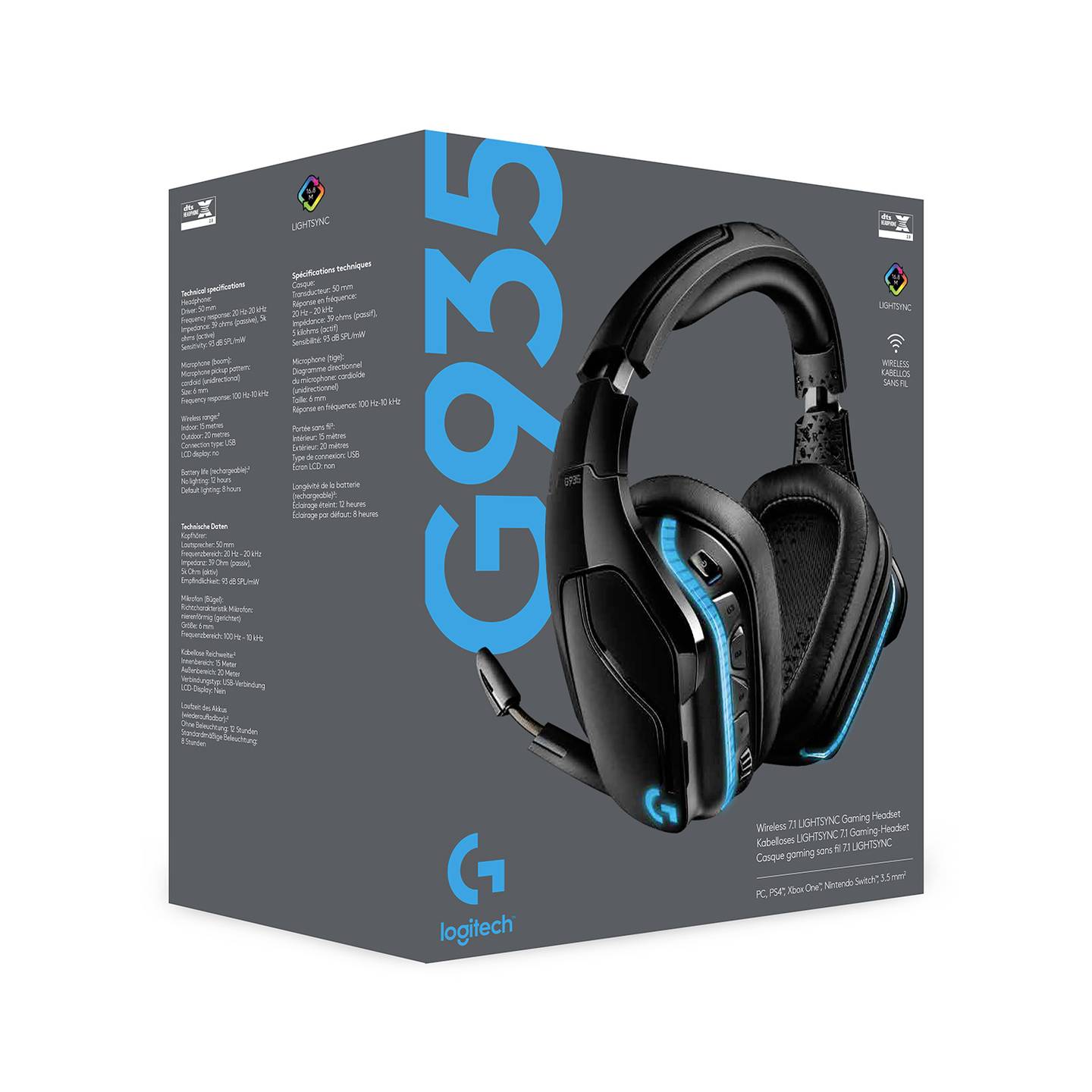 Logitech Gaming Over Ear Headset G935 7.1 Surround Schwarz Mikrofon - 5099206081918
