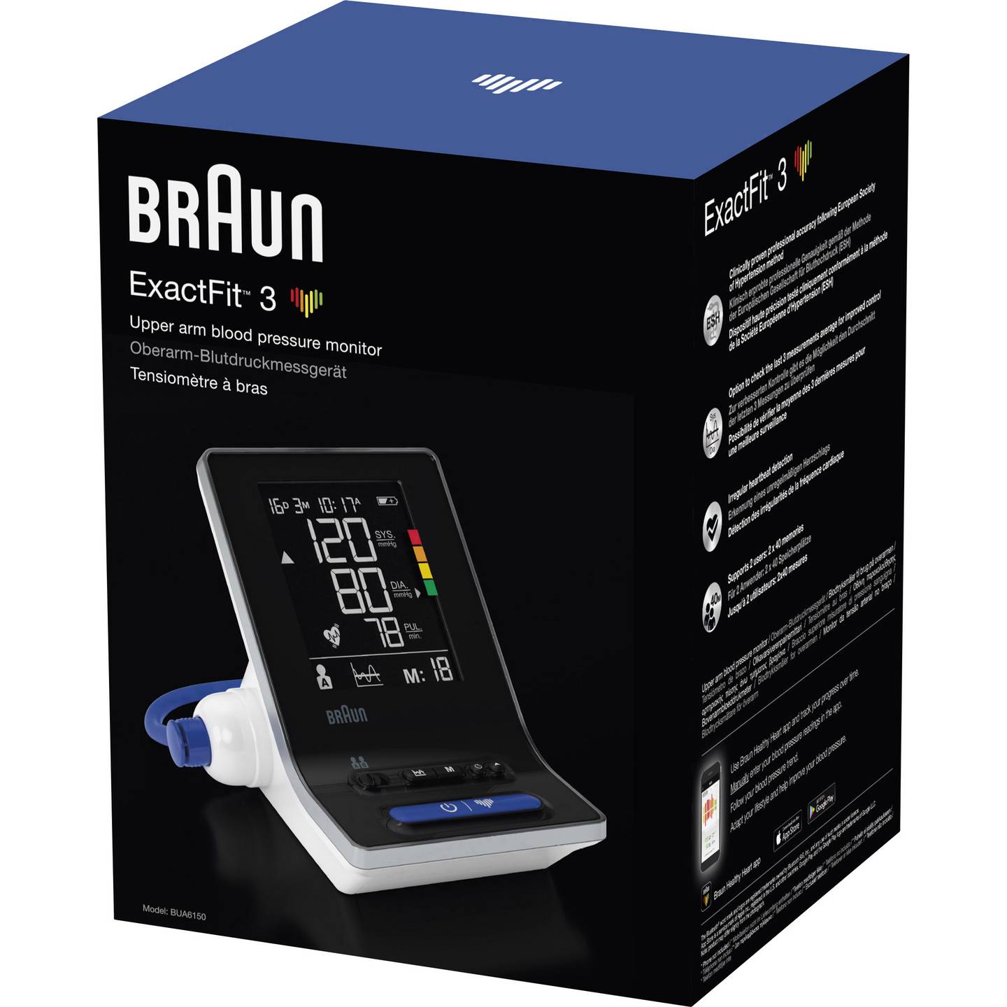 Braun Blutdruckmessgerät Oberarm ExactFit 3 BUA6150WE Präzision 4xAA Batterie - 4022167016508