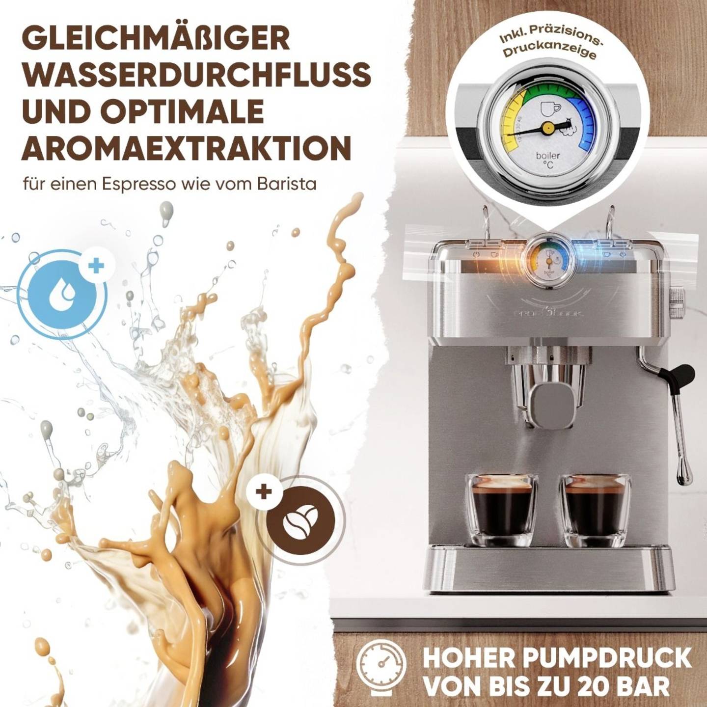 Profi Cook PC-ES KA 1267 INOX Espressomaschine Kaffeeautomat Edelstahl Kaffee - 4006160012675