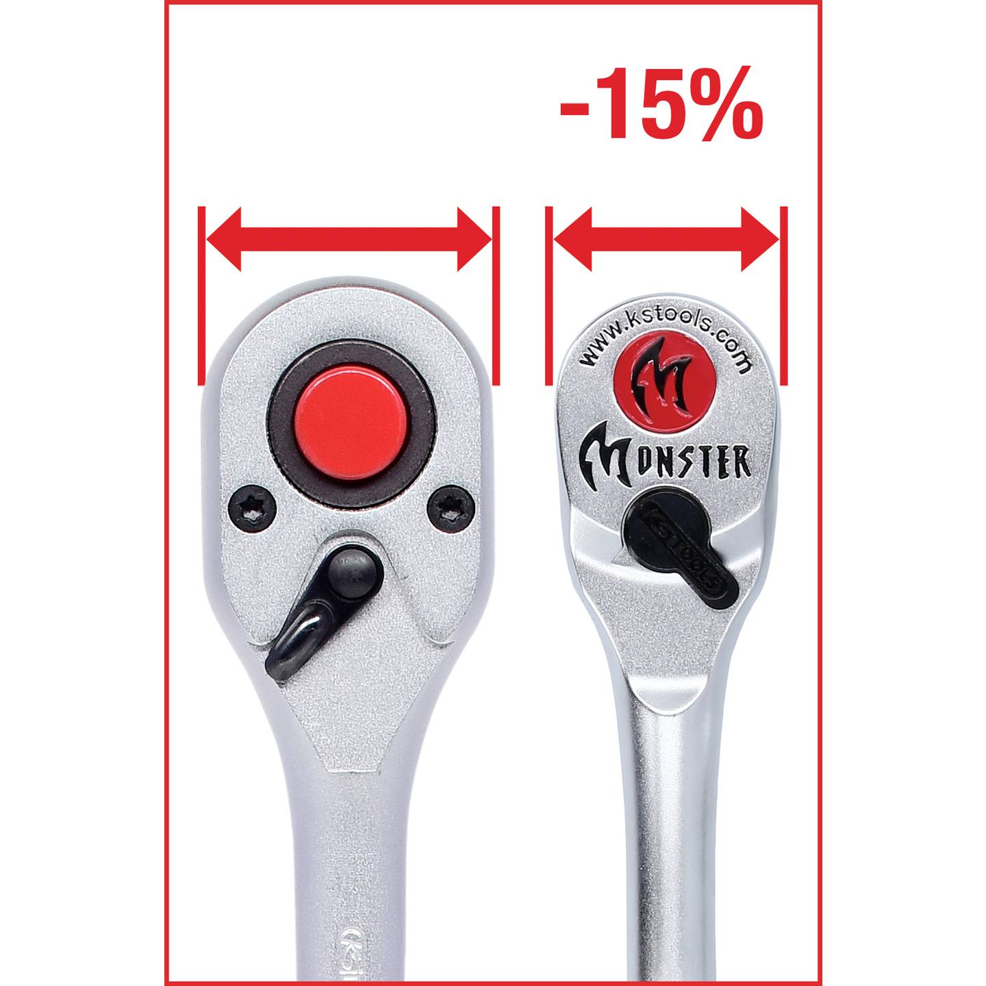KS Tools Umschaltknarre 1/2" Ratsche 100 Zähne 950Nm Chrom-Vanadium Stahl 425mm - 4042146865477