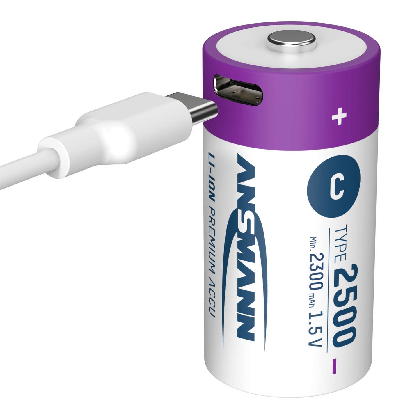 Ansmann Baby Akku HR14 Li-Ion USB-C Akku Batterie 2500 mAh 1,5V Kabel 2er-Set - 4013674193981