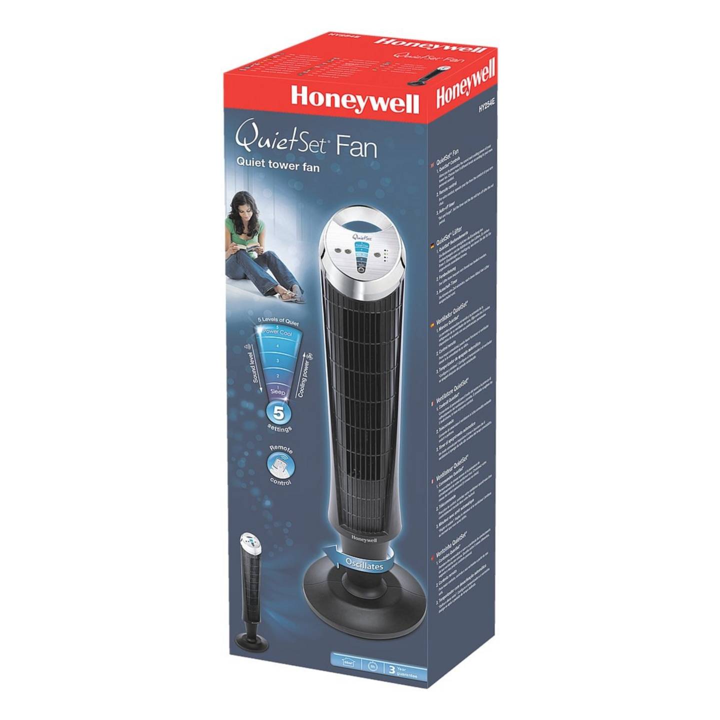 Honeywell Turmventilator HY-254E4 Ventilator Luftzirkulation 5 Stufen schwarz - 4022167254047
