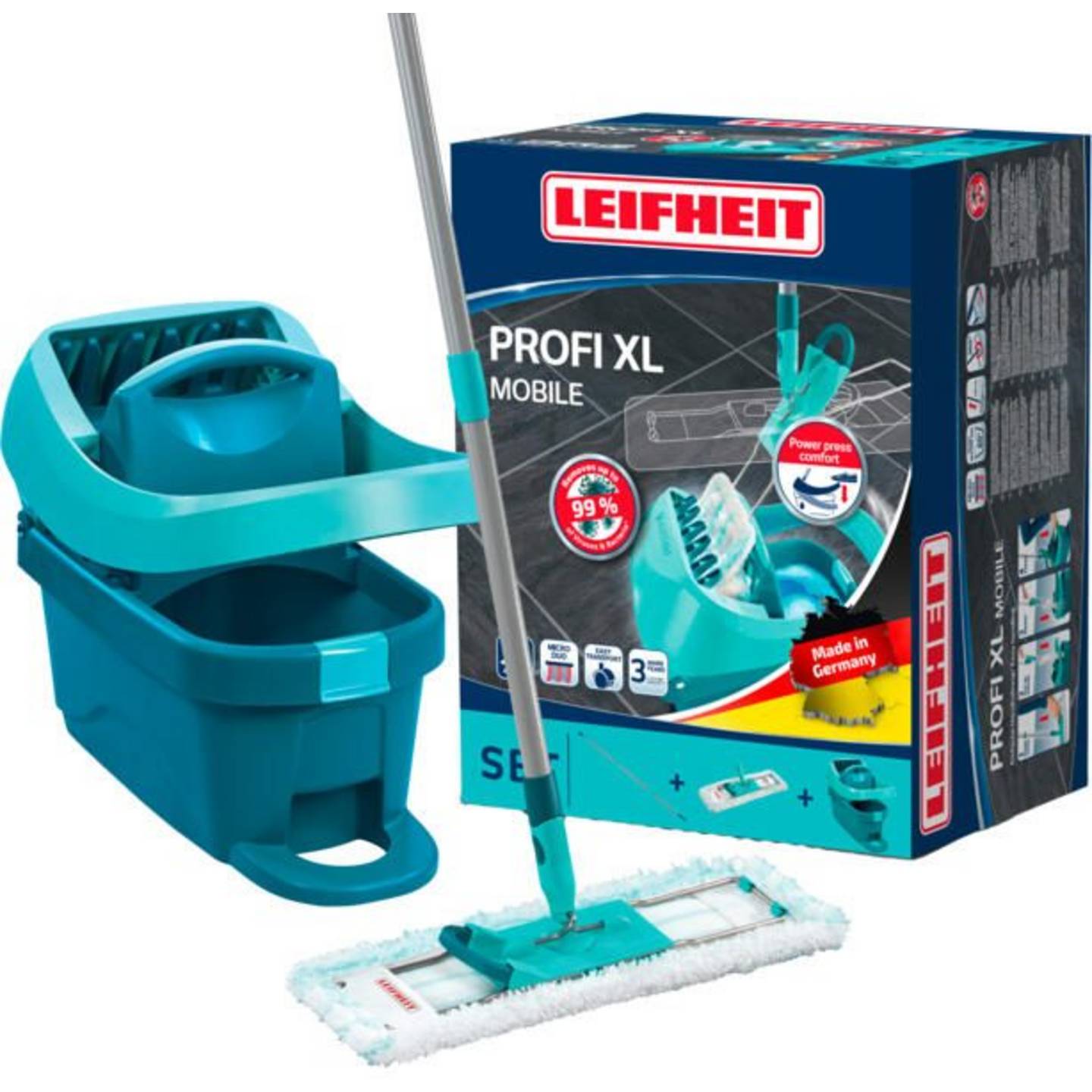 Leifheit Bodenwischer Mopp mit Pressaufsatz Handtuchwischer Reinigungstuch 80cm - 4006501550965