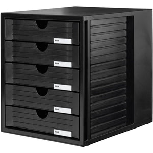 B-Ware Han Systembox Schubladenbox DIN A4 Schwarz 5 Schubladen stapelbar rutschfest
