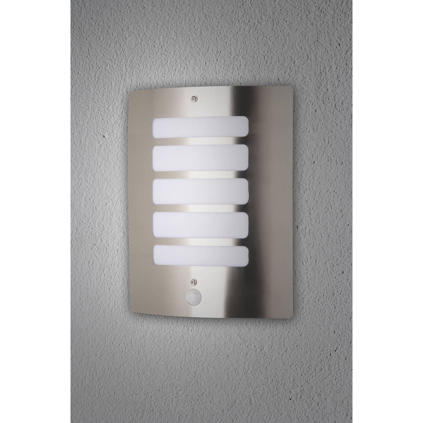 Brilliant Außenwandleuchte Wandlampe Bewegungsmelder Edelstahl Diffusor E27 60W - 4004353078521