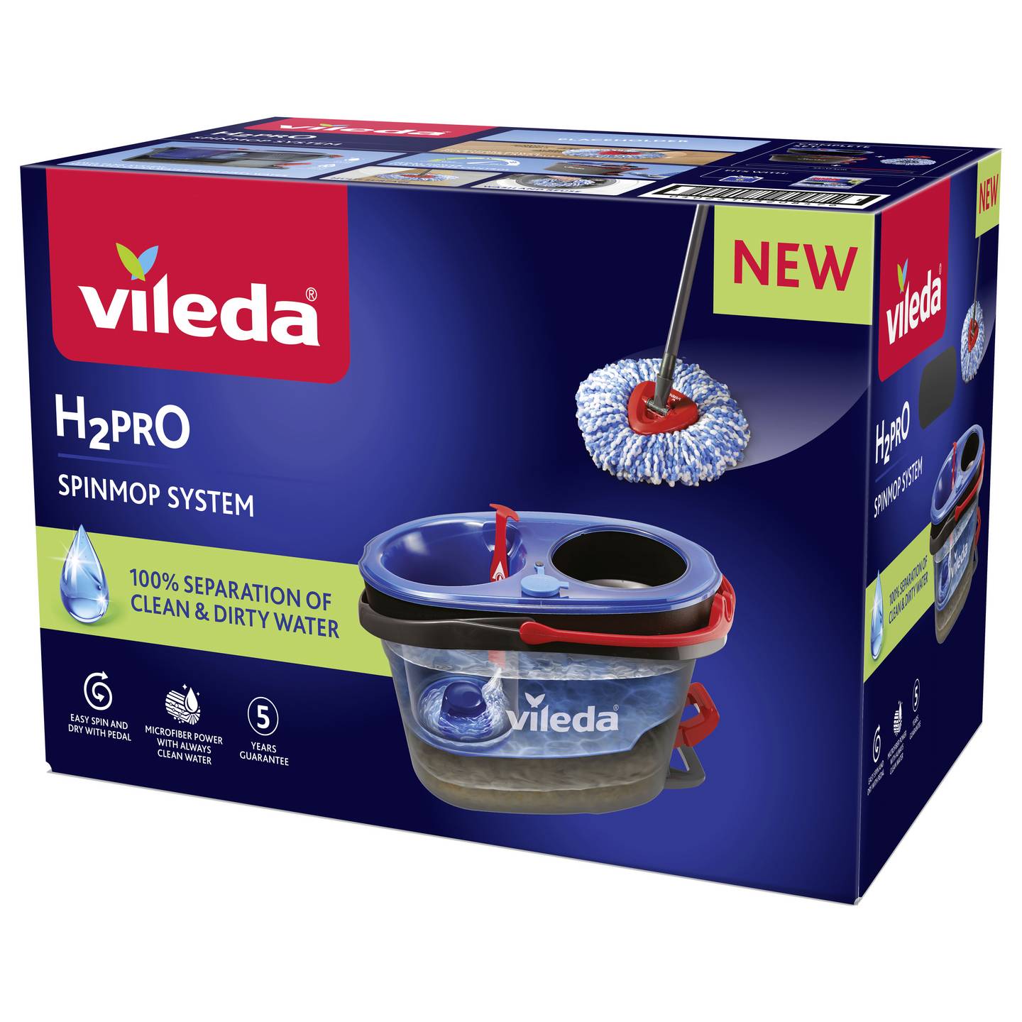 Vileda 178333 H2PRO Spin Mop Bodenwischer Wischmopp Reinigung - 4023103254237