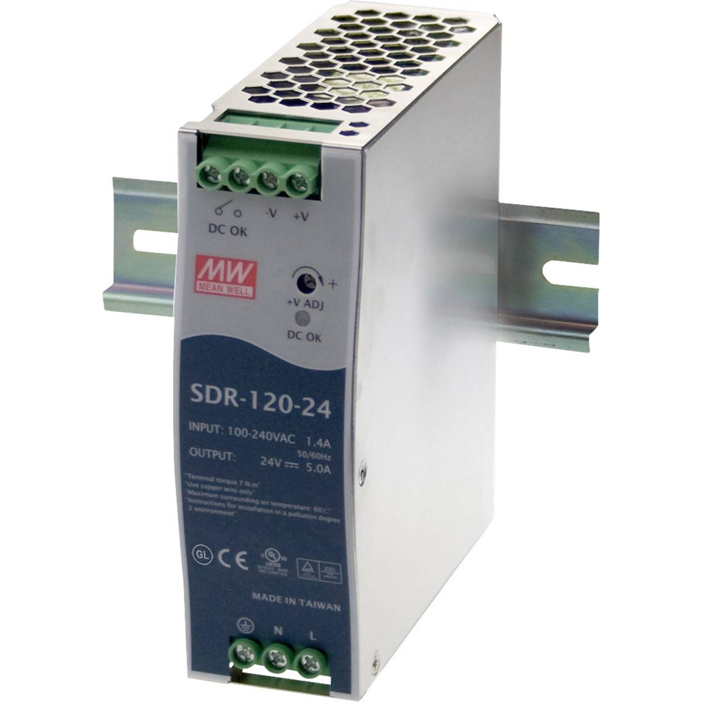 Mean Well Hutschienen-Netzteil SDR-120-48 48V DC 120W 2.5A Schraubklemme 1x - 4711287422374