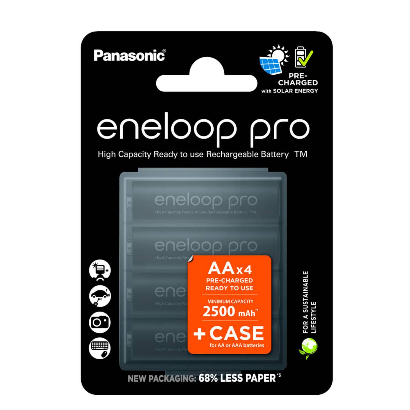 Panasonic Mignon Akku eneloop pro AA 2500mAh NiMH 4er Set inkl. Akkubox 1,2V - 5410853065036