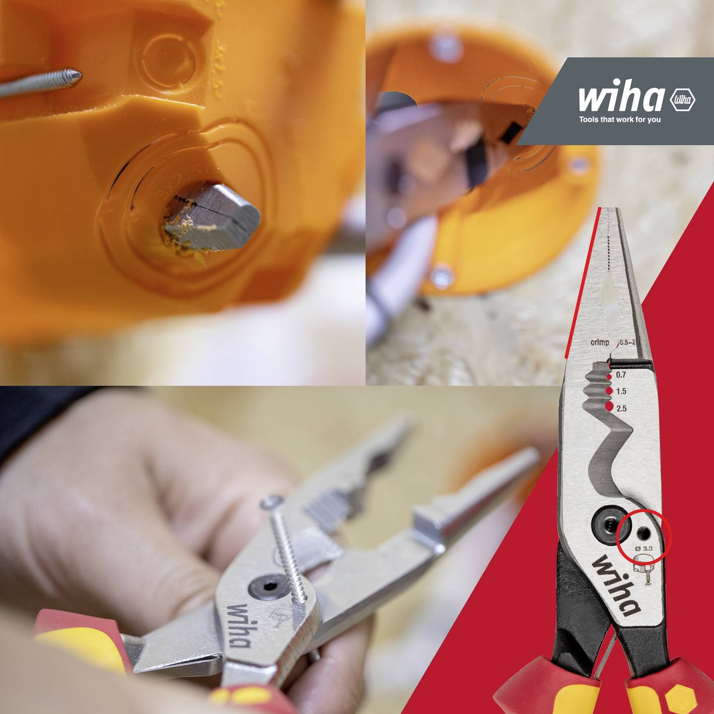 Wiha 45705 Universal Multifunktionszange Zange Abisolierzange Greifzange 209 mm - 4010995457051
