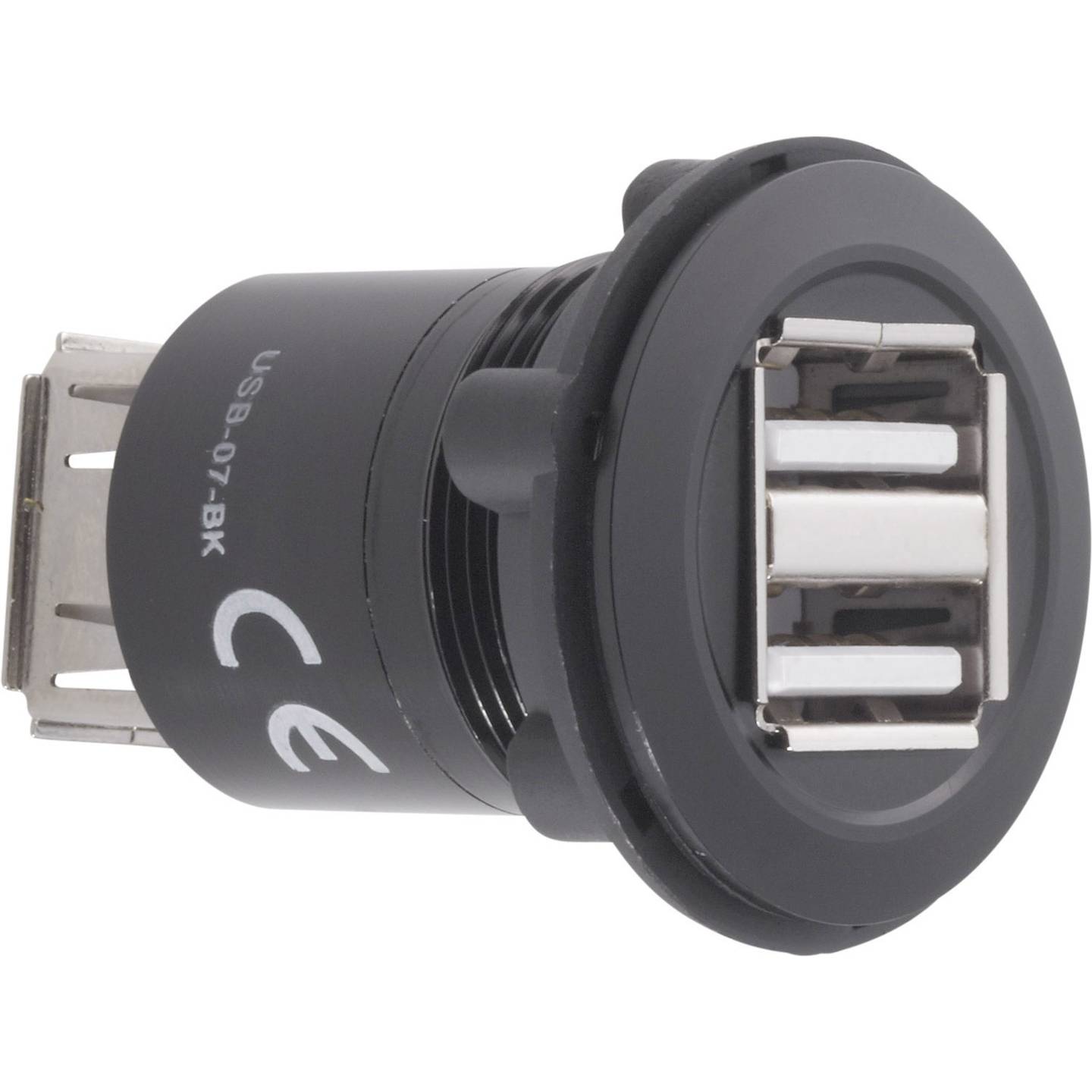 TRU COMPONENTS USB A Steckverbinder Adapter Buchse Schwarz Einbau 2fach - 4016139052007