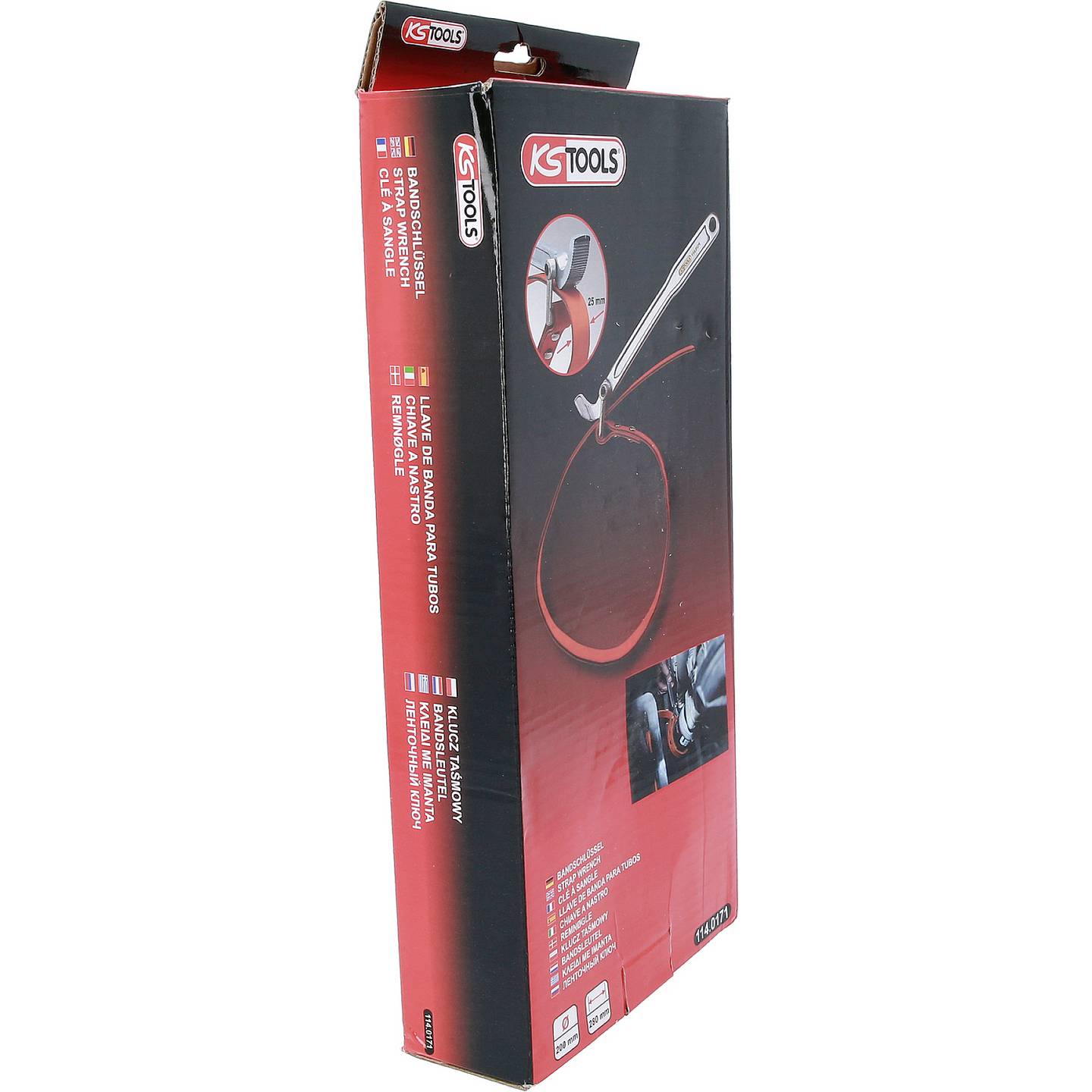 KS Tools Gurtrohrzange Zange Chrom Vanadium rutschfest Gewebeband Metallgriff - 4042146543672