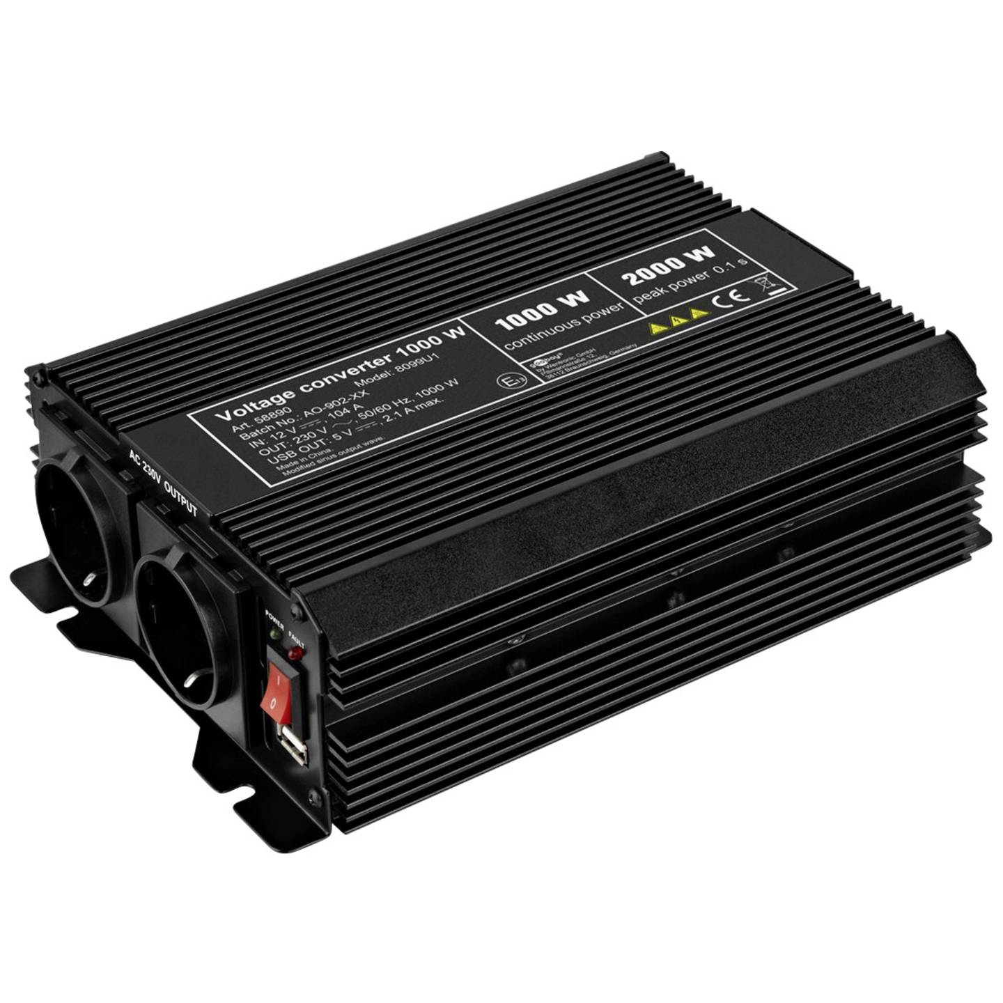 GOOBAY Spannungswandler 1000W Transformator Wechselrichter 230V 12V 24V 500W - 4040849588907