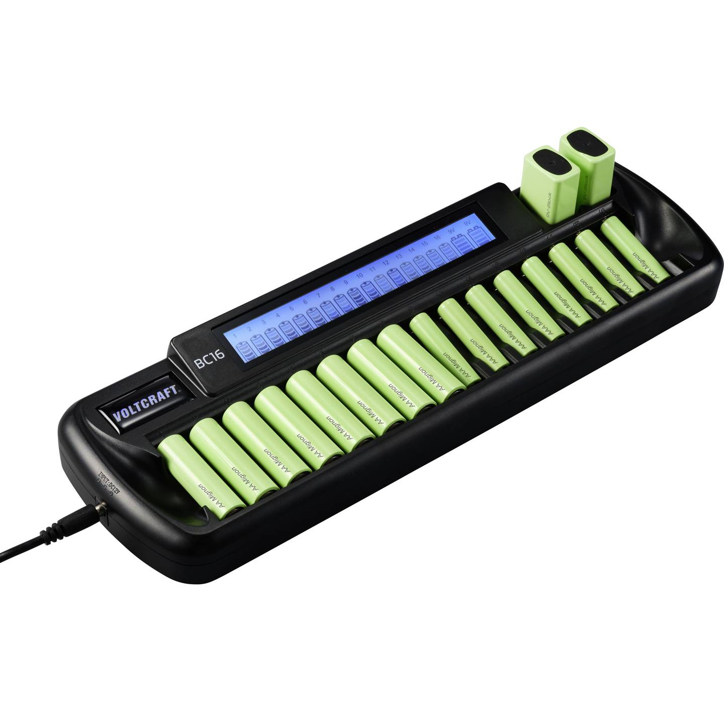 VOLTCRAFT BC16 Rundzellen-Ladegerät NiMH LiIon AA AAA 9V Block - 4053199972302