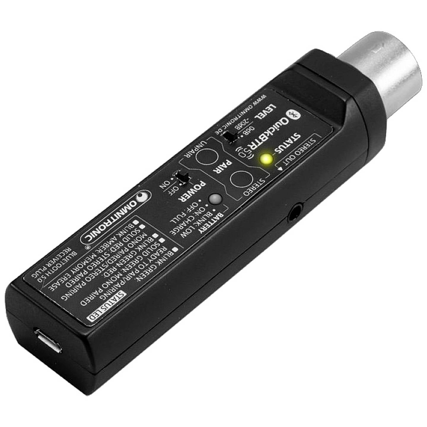 Omnit QuickBTR-5.0 XLR AptX Bluetooth Empfänger Audio Adapter Receiver schwarz - 4026397679182