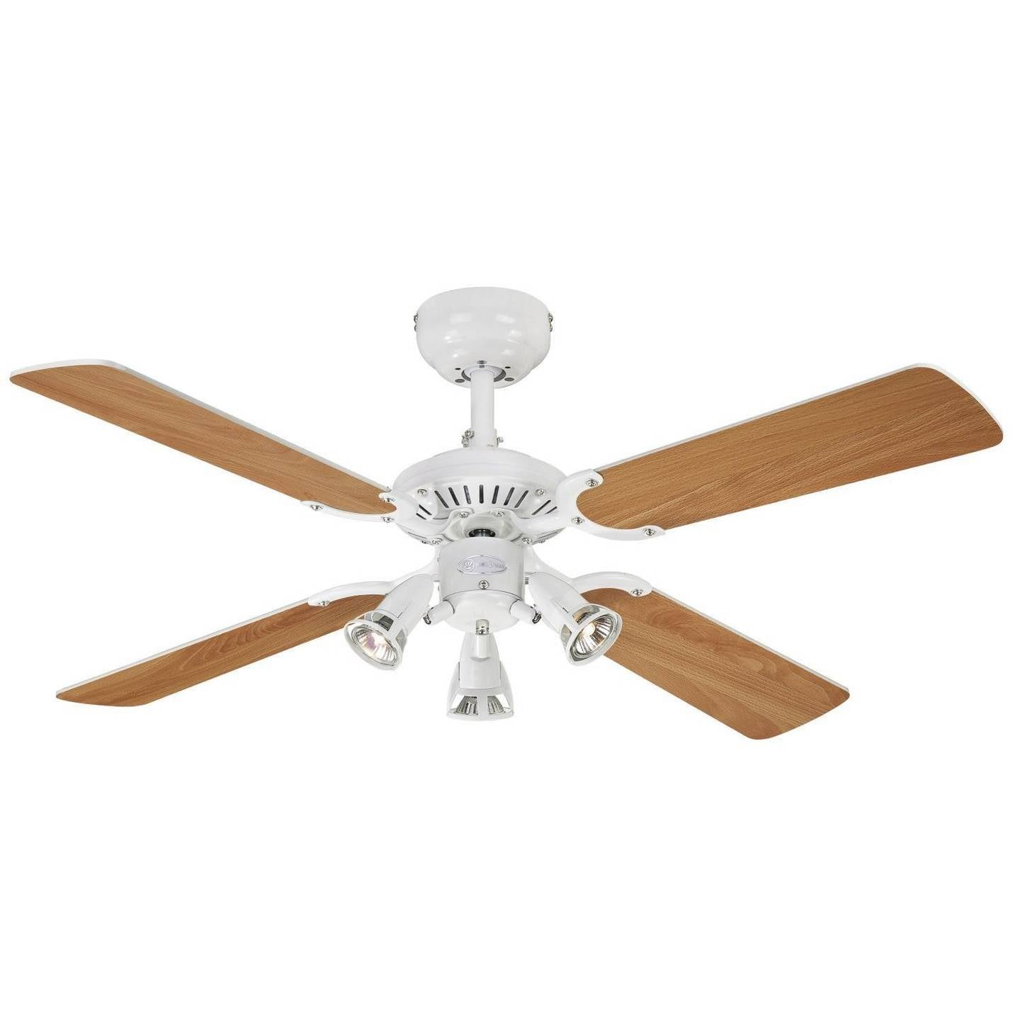 Westinghouse Lighting 72113 Princess Euro 105 Cm White Indoor Ceiling Fan, Light Kit with Three Spotlights - 4895105610423
