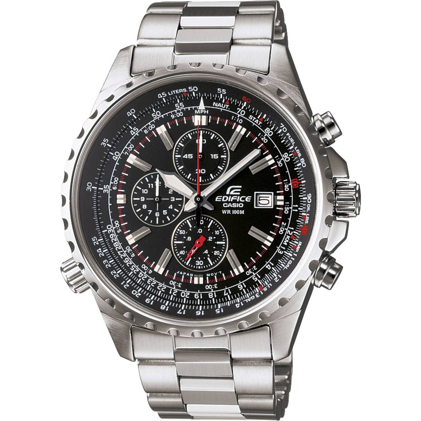 Casio Armbanduhr EF-527D-1AVEF Edelstahl Stoppuhr analog Wasserdicht 10 ATM - 4971850416180