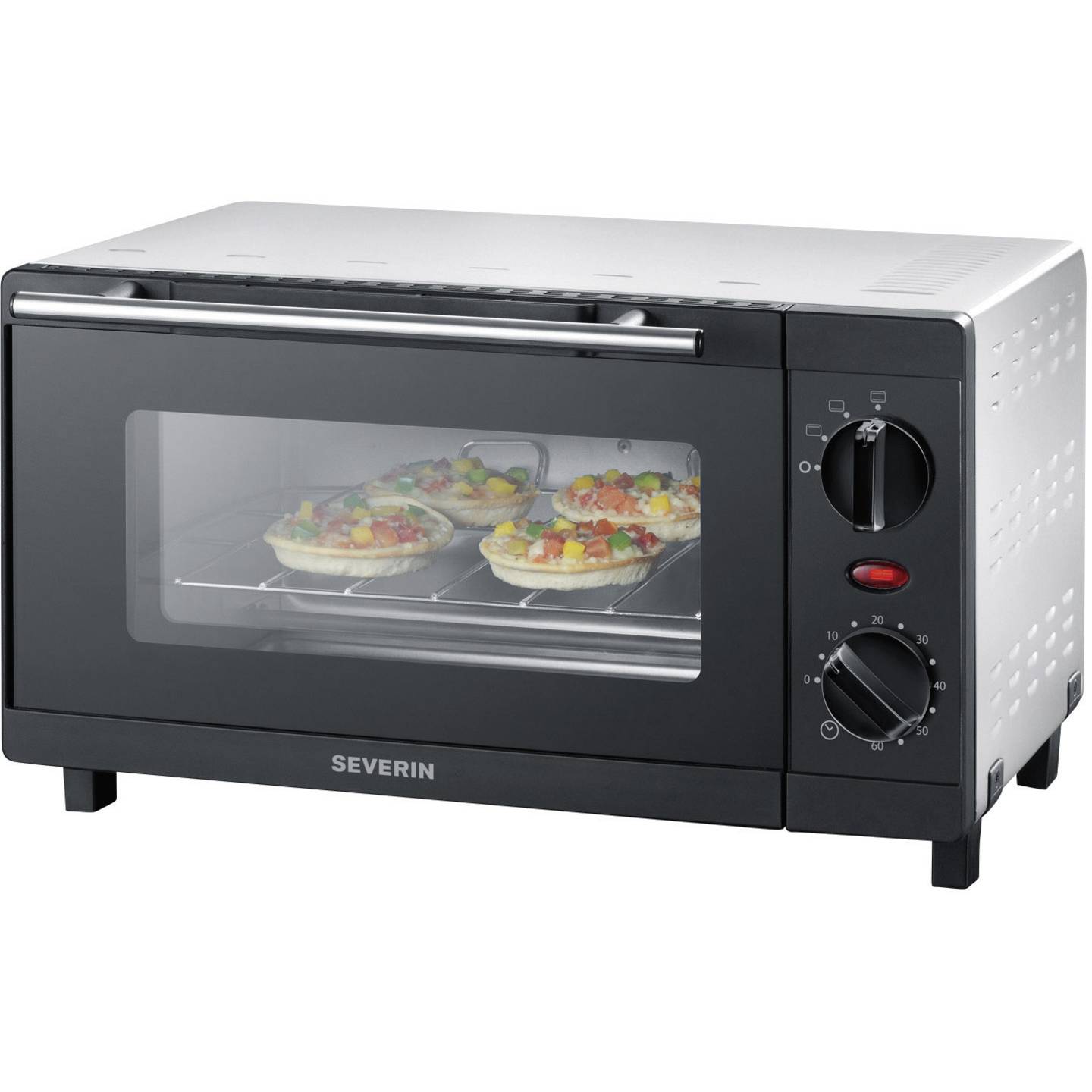 Severin Minibackofen 9l Heizgerät mit Timerfunktion 800W Edelstahl kompakt 200°C - 4008146008955