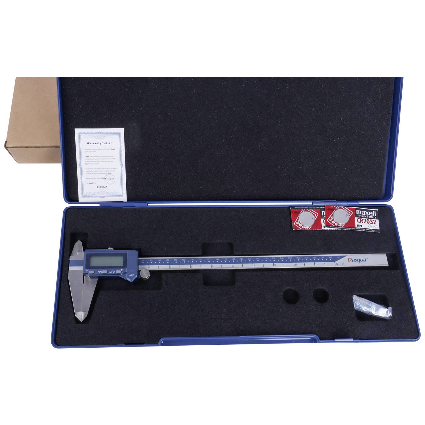 Dasqua Digitalmessschieber Edelstahl IP67 300mm DIN EN 862 präzise Messung - 4064161307138