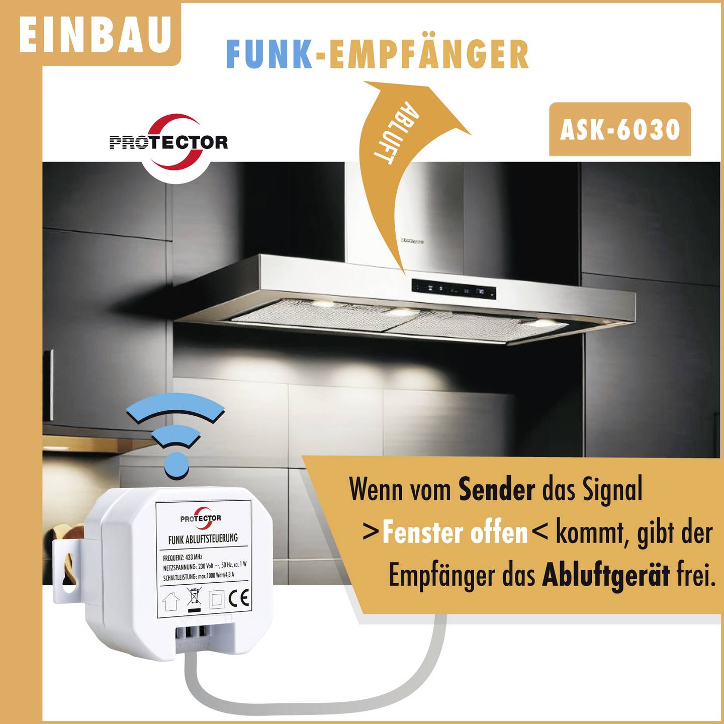 M-E Funk-Abluftsteuerung Steuergerät Empfänger Einbau Dunstabzugshaube Weiß - 4260070563072