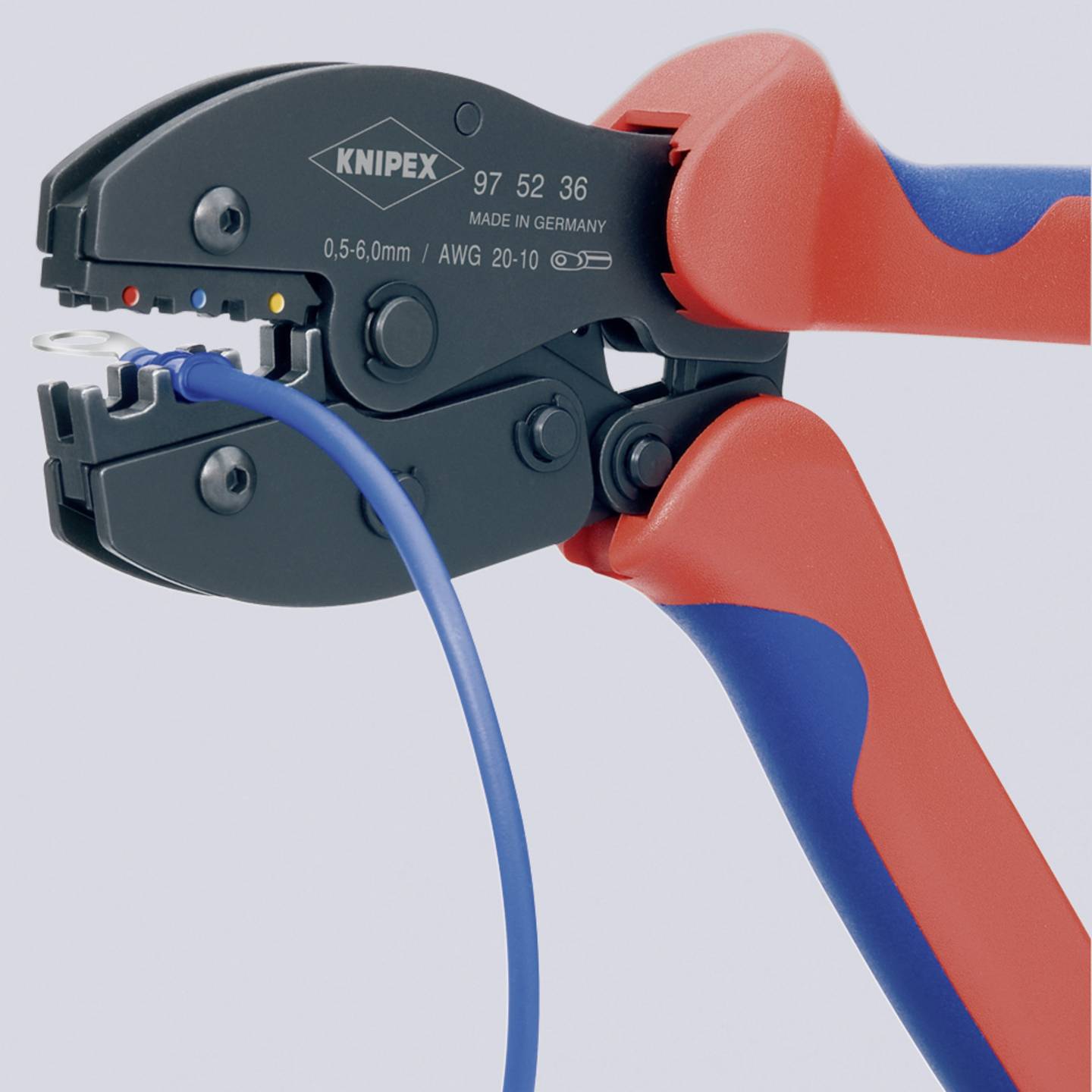 Knipex Crimpzange PreciForce 97 52 36 für isolierte Kabelschuhe 0,5-6mm² 220mm - 4003773051893