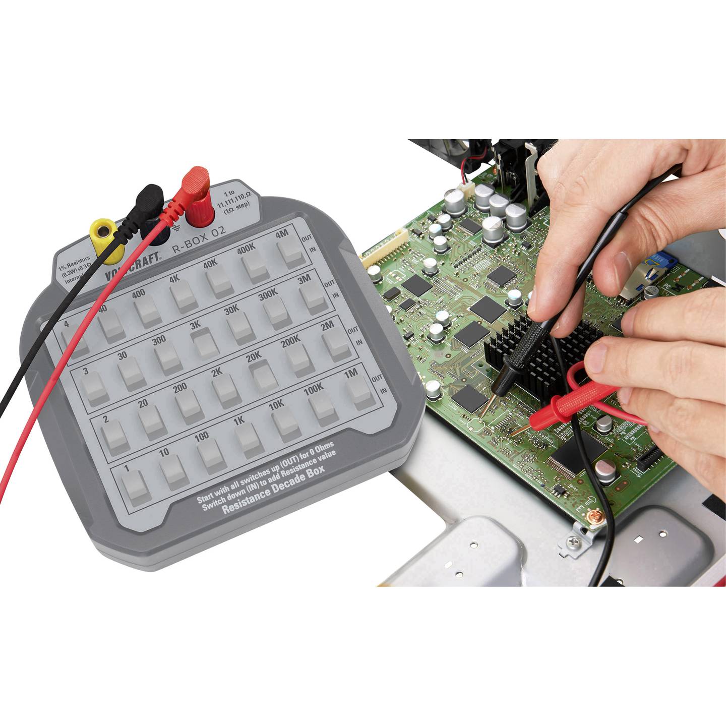 Voltcraft Mess-Dekade Widerstand R-Box 02 1 bis 10 M 1 Ω 60 V 293 g kompakt - 4053199509621