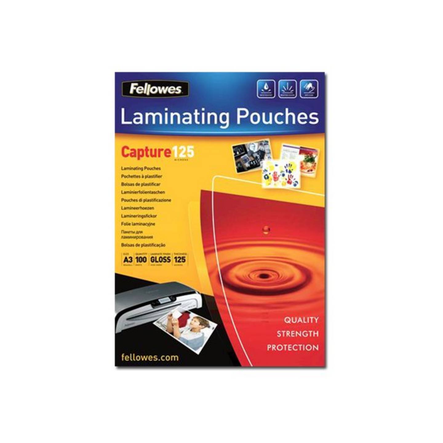Fellowes Laminierfolie A3 125 Mikron glänzend 100er-Pack transparent - 77511530753