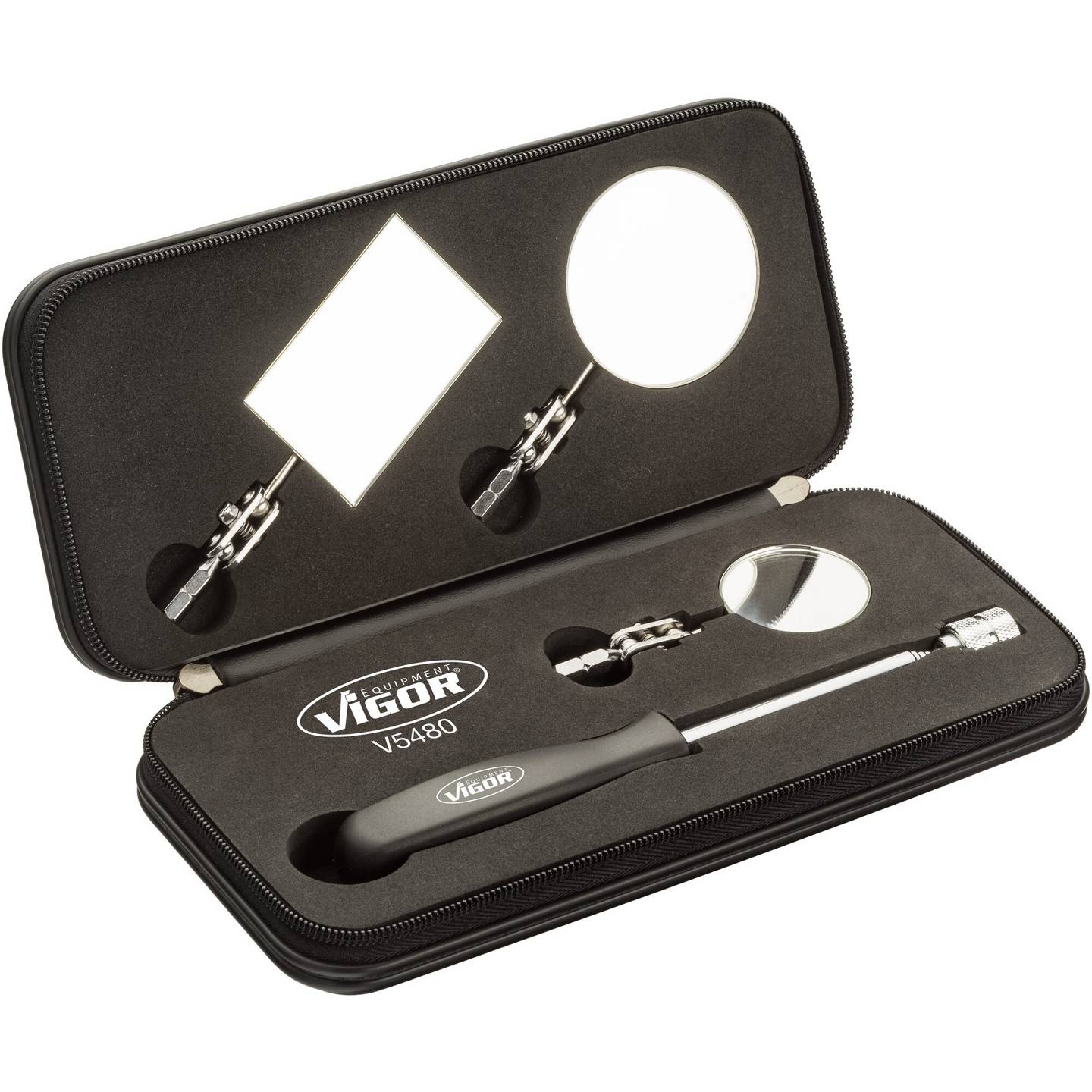Vigor Inspektionsspiegel Set V5480 Teleskopspiegel Werkzeug 4-teilig 200-680mm - 4047728054799