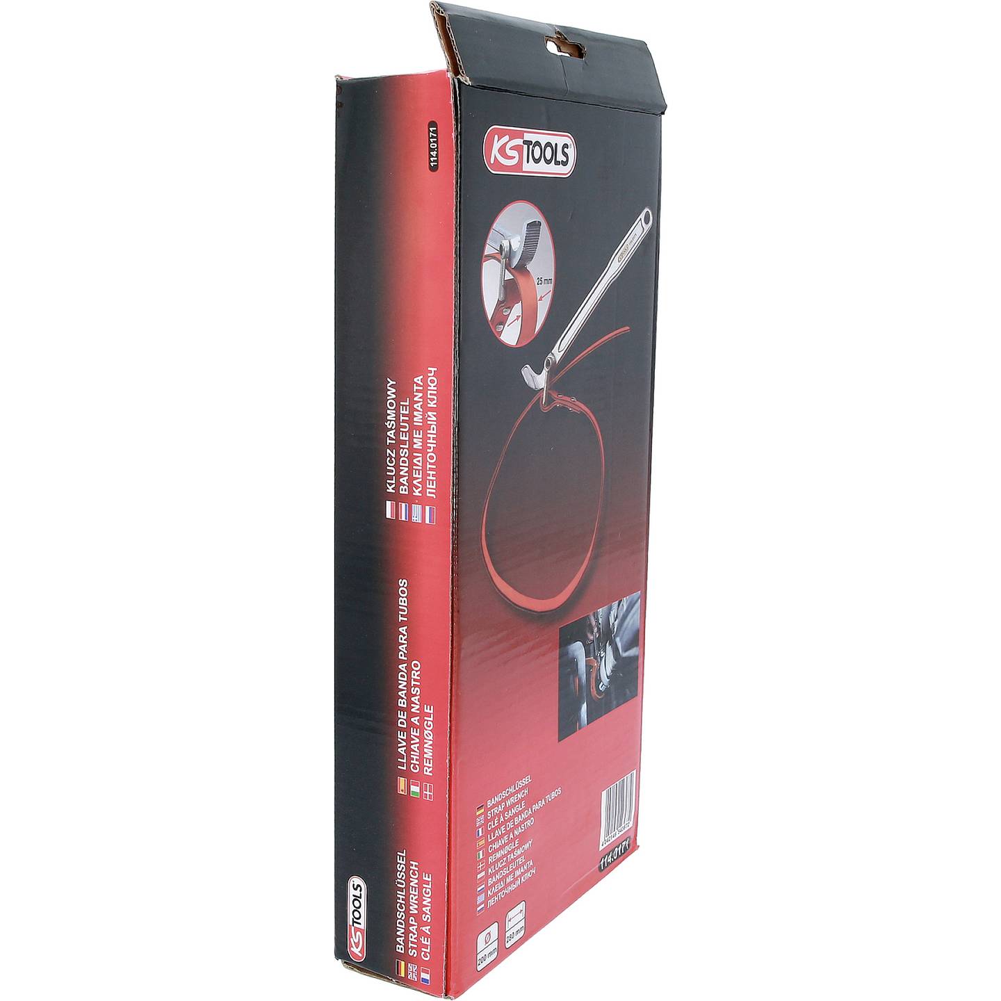 KS Tools Gurtrohrzange Zange Chrom Vanadium rutschfest Gewebeband Metallgriff - 4042146543672