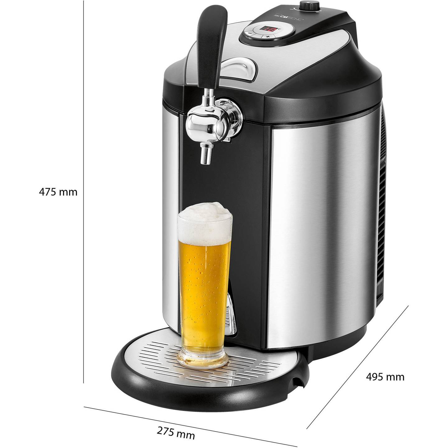 Clatronic Bierzapfanlage BZ 3740 Zapfanlage Bierkühler Party Zapfer Silber - 4006160639209