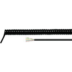 B-Ware HELU Spiralkabel H05BQ-F 4 G 0.75 mm² Schwarz PUR-Mantel 500 mm bis 2000 mm