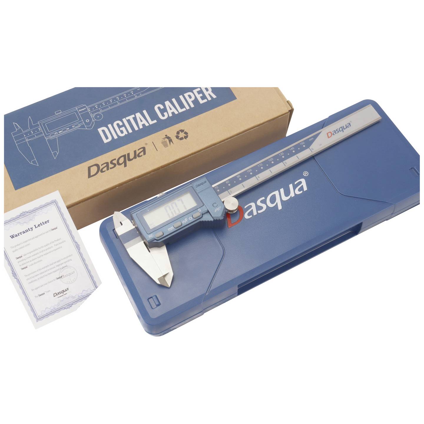 Dasqua Digitalmessschieber Edelstahl IP67 DIN EN 862 150mm 0,01mm 1 St. - 4064161307114