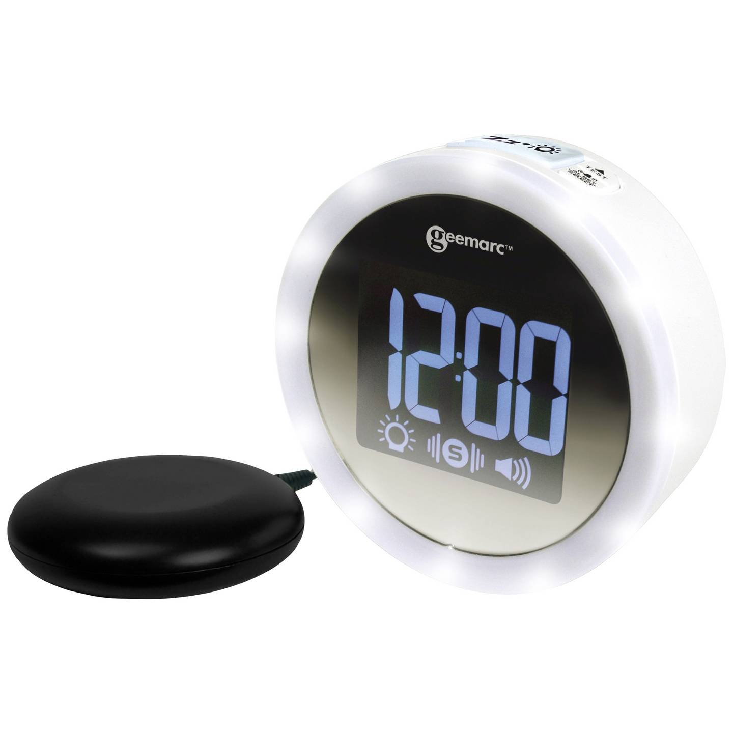 Geemarc JWNS-Star_WH_VDE Quarz Wecker Weiß Mit Vibrationskissen LED - 3521350009040